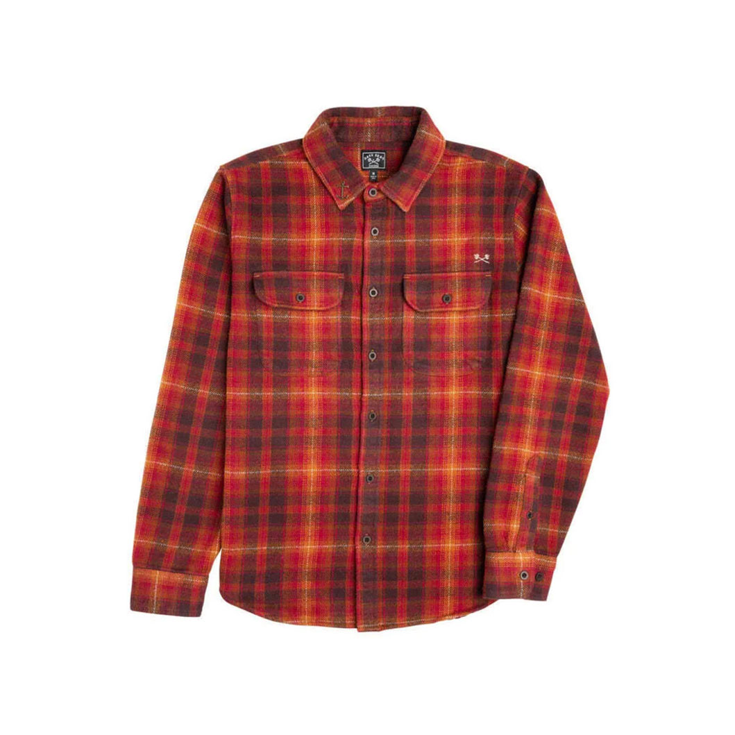 Bieza flaneļa jaka Dark Seas Lupin Heavy Weight Flannel Jacket – Sarkana