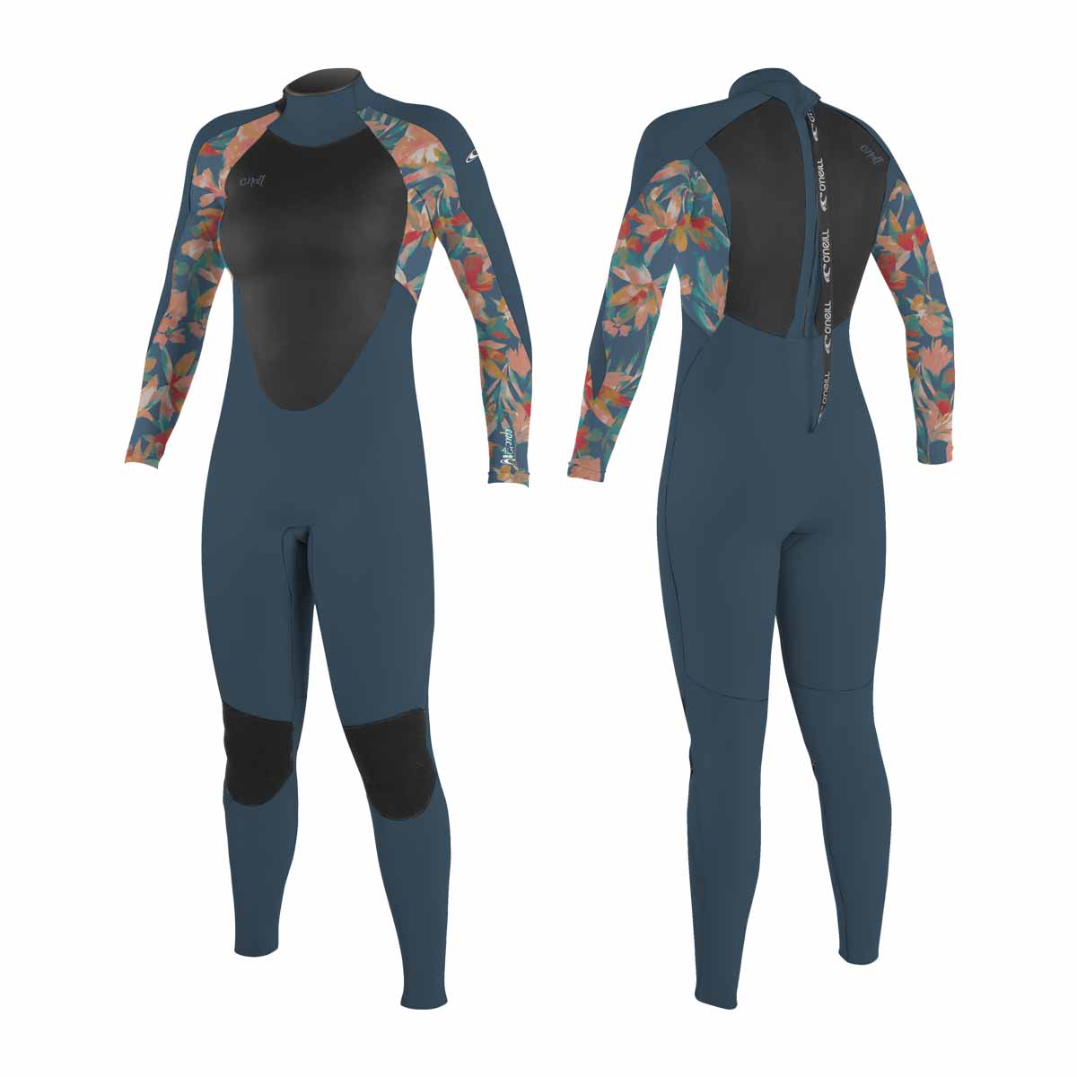O'Neill Wms Epic 4/3 Back Zip Full Wetsuit – Copblu/PaintedTropics IL6