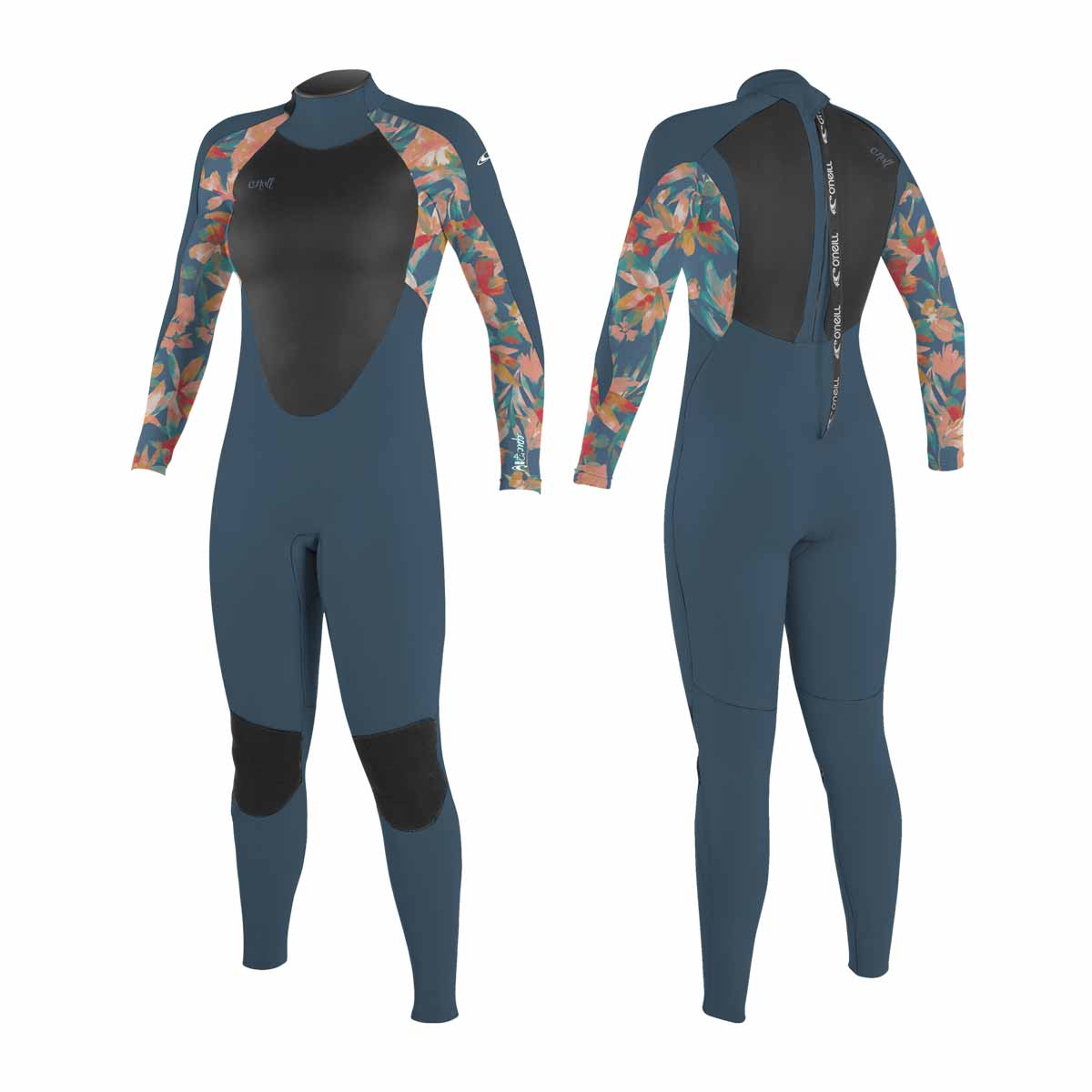O'Neill Girls Epic 4/3 Back Zip Full Wetsuit – Copenblue/PaintedTropics IL5