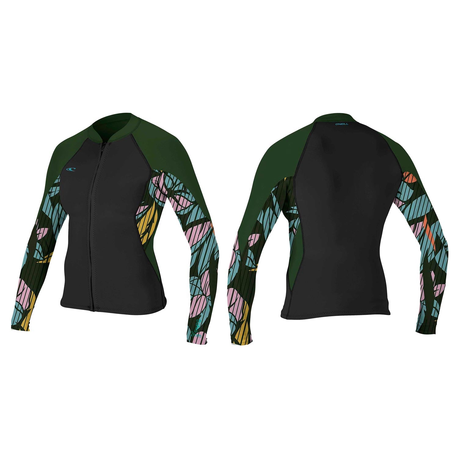 O'Neill Bahia Full Zip 1mm siltais sieviešu tops – puķes