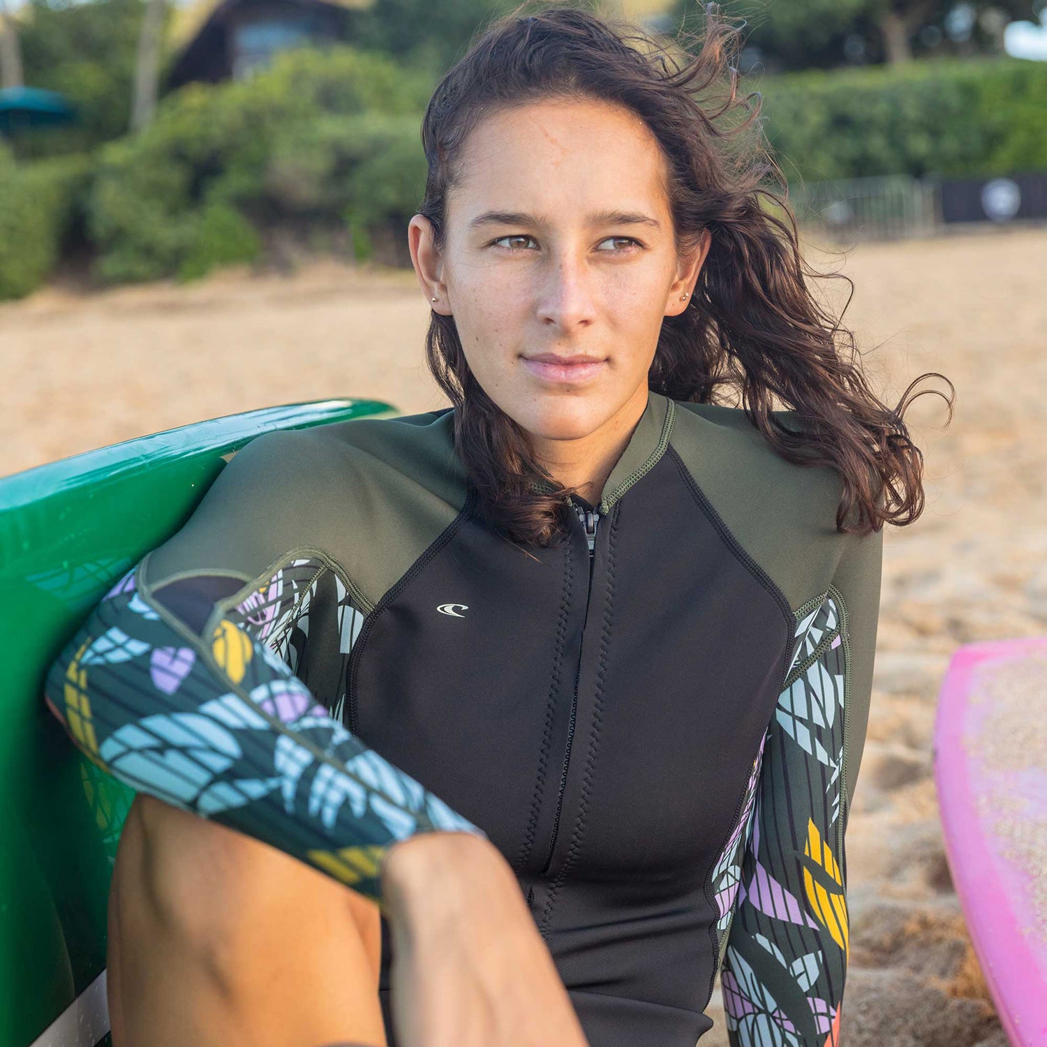 O'Neill Bahia Full Zip 1mm Jacket – Black Twiggy Tea Rose