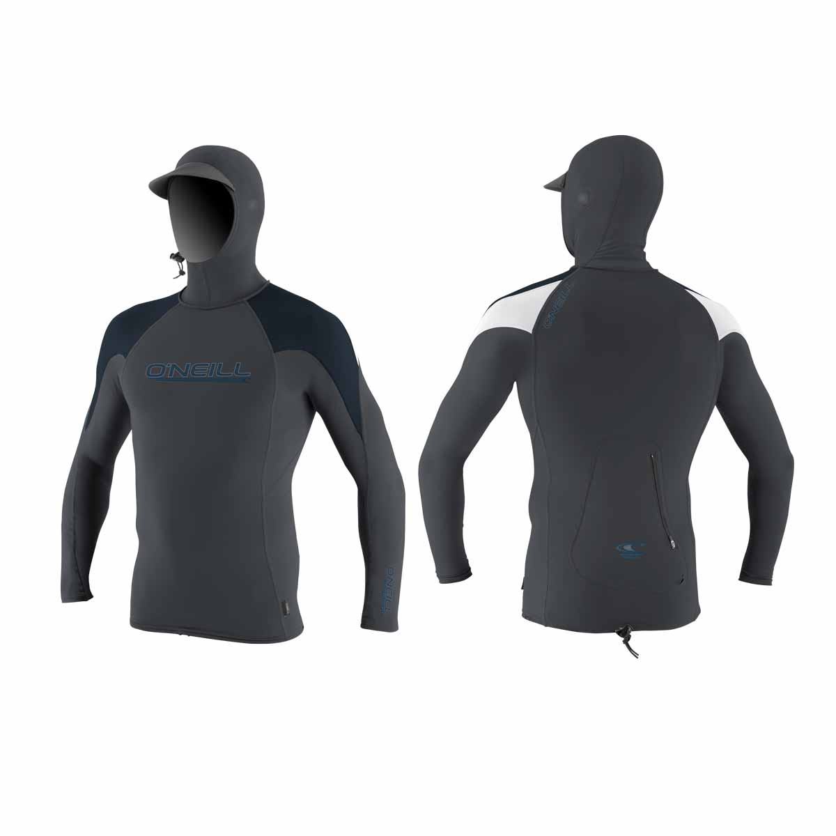 O'Neill Premium Skins O'Zone L/S Rash Guard w/Hood – Graph/Slate/White IM7