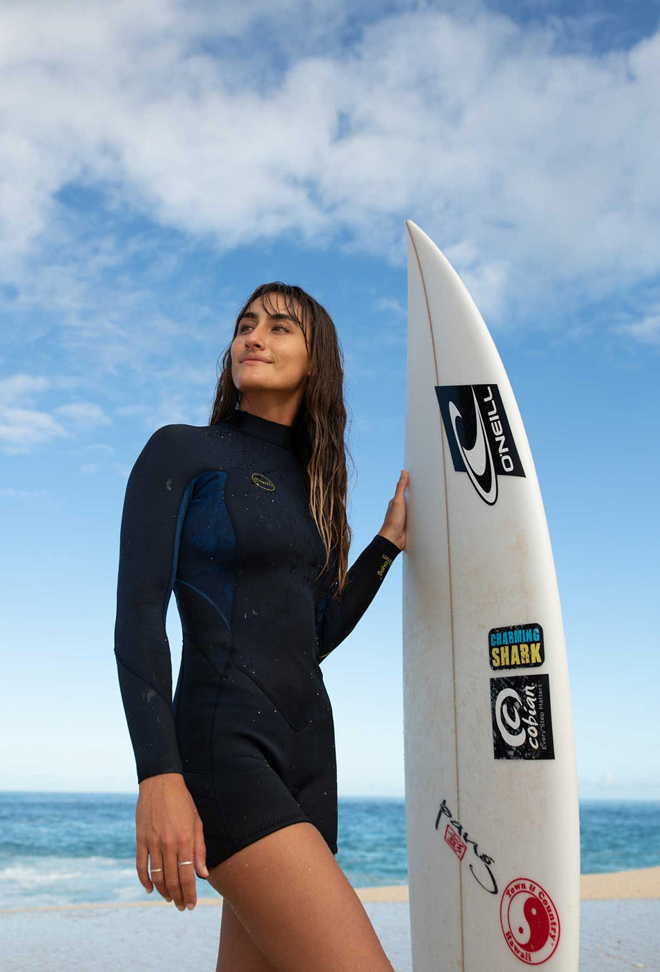 O'Neill Wms Bahia 2/1 Back Zip L/S Spring Wetsuit – Shade/Palmenotrop/Fadedenim IJ8