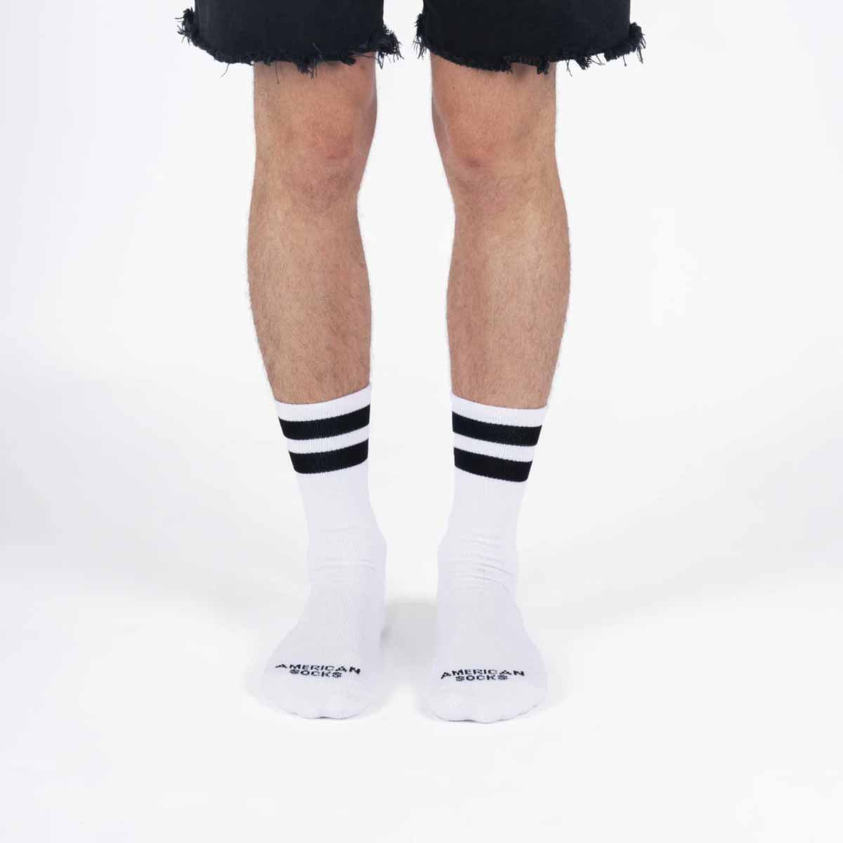 American Socks Mid High Old School - White/Black-Black