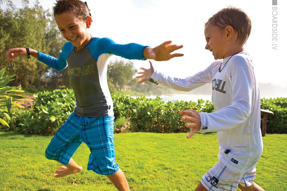 O'Neill Youth Basic Skins LS Rash Guard – Light Aqua