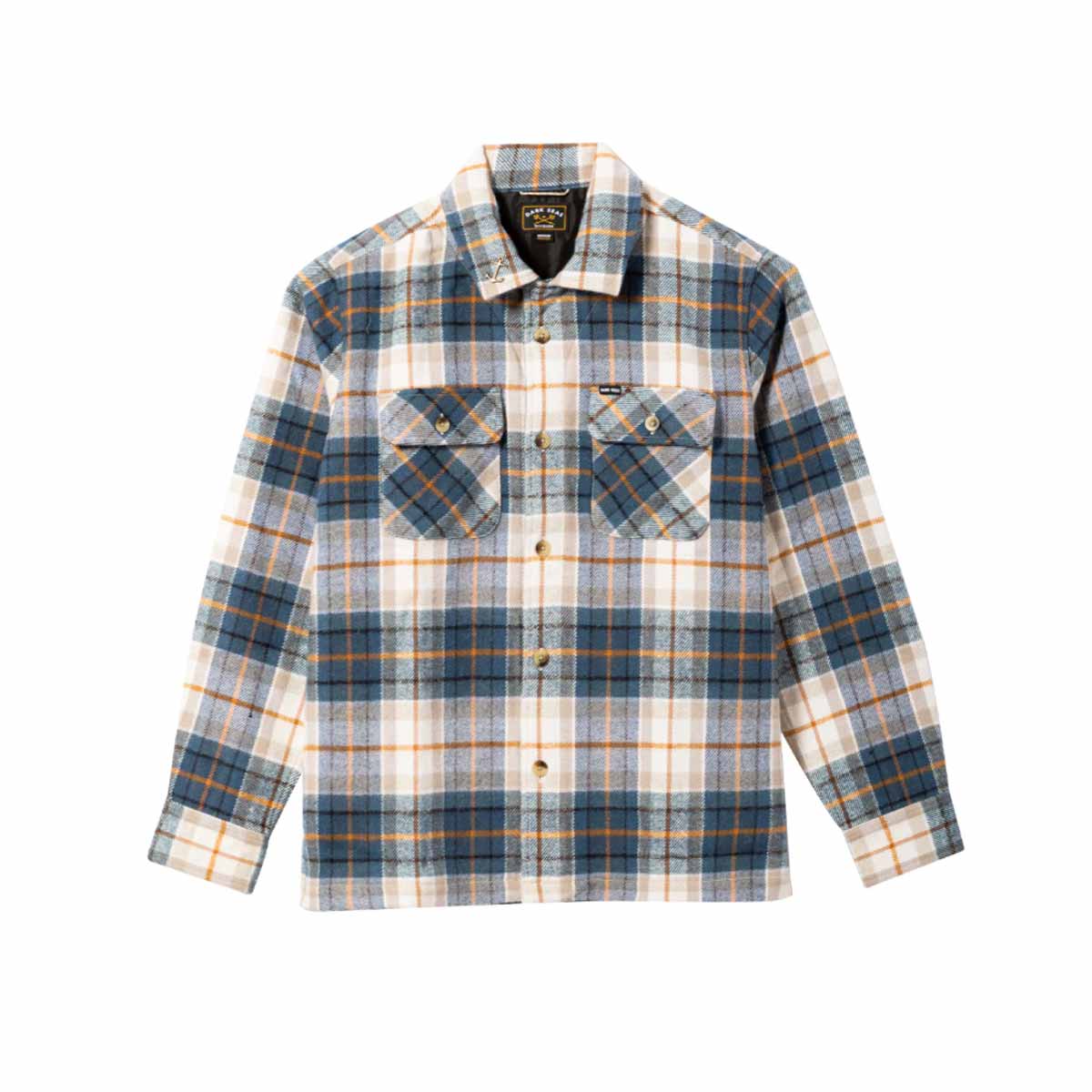 Dark Seas Baker Woven Flannel Shirt – Navy/White