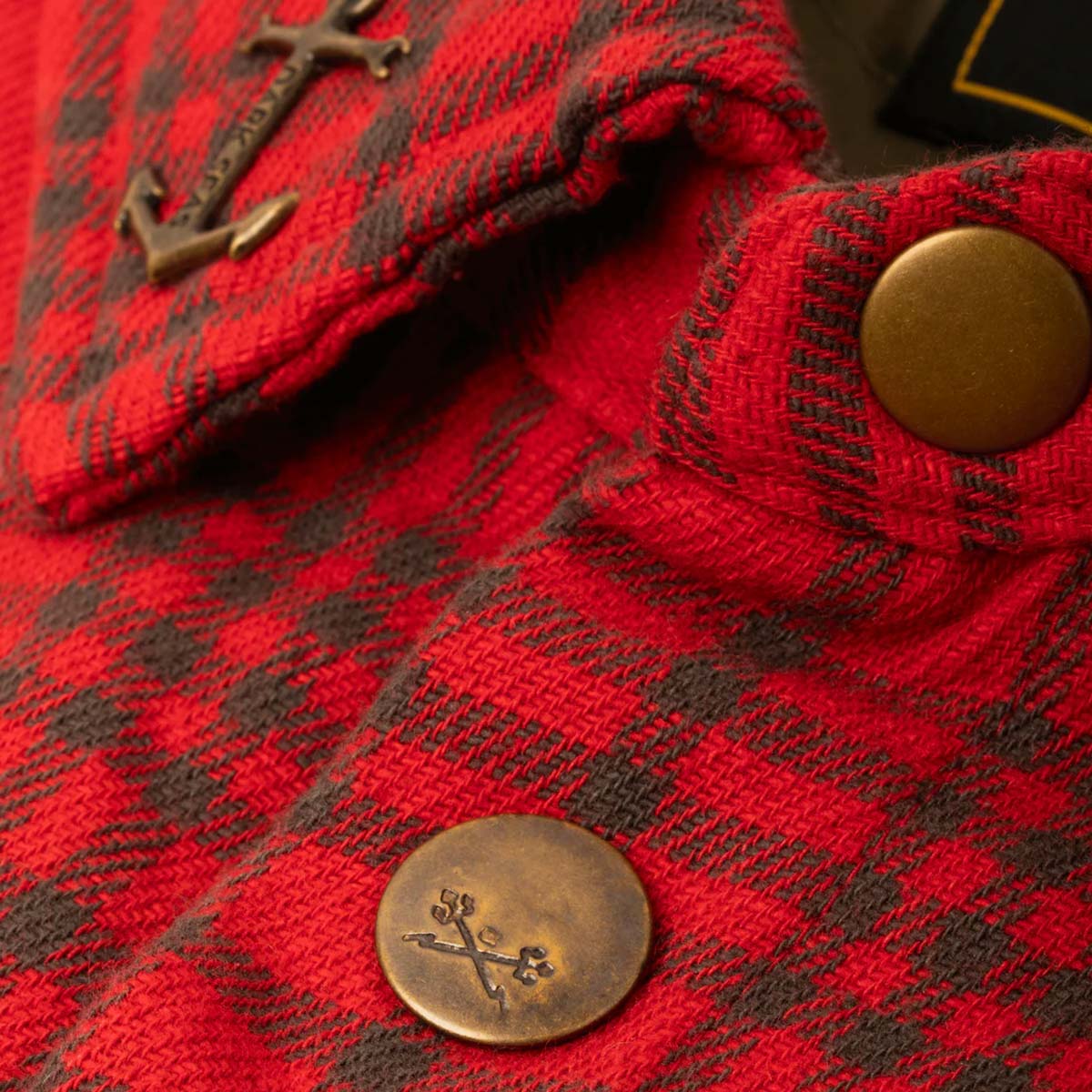Flaneļa jaka ar oderi Dark Seas Zilker Woven Jacket – sarkana