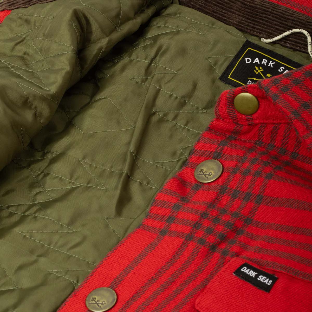 Flaneļa jaka ar oderi Dark Seas Zilker Woven Jacket – sarkana