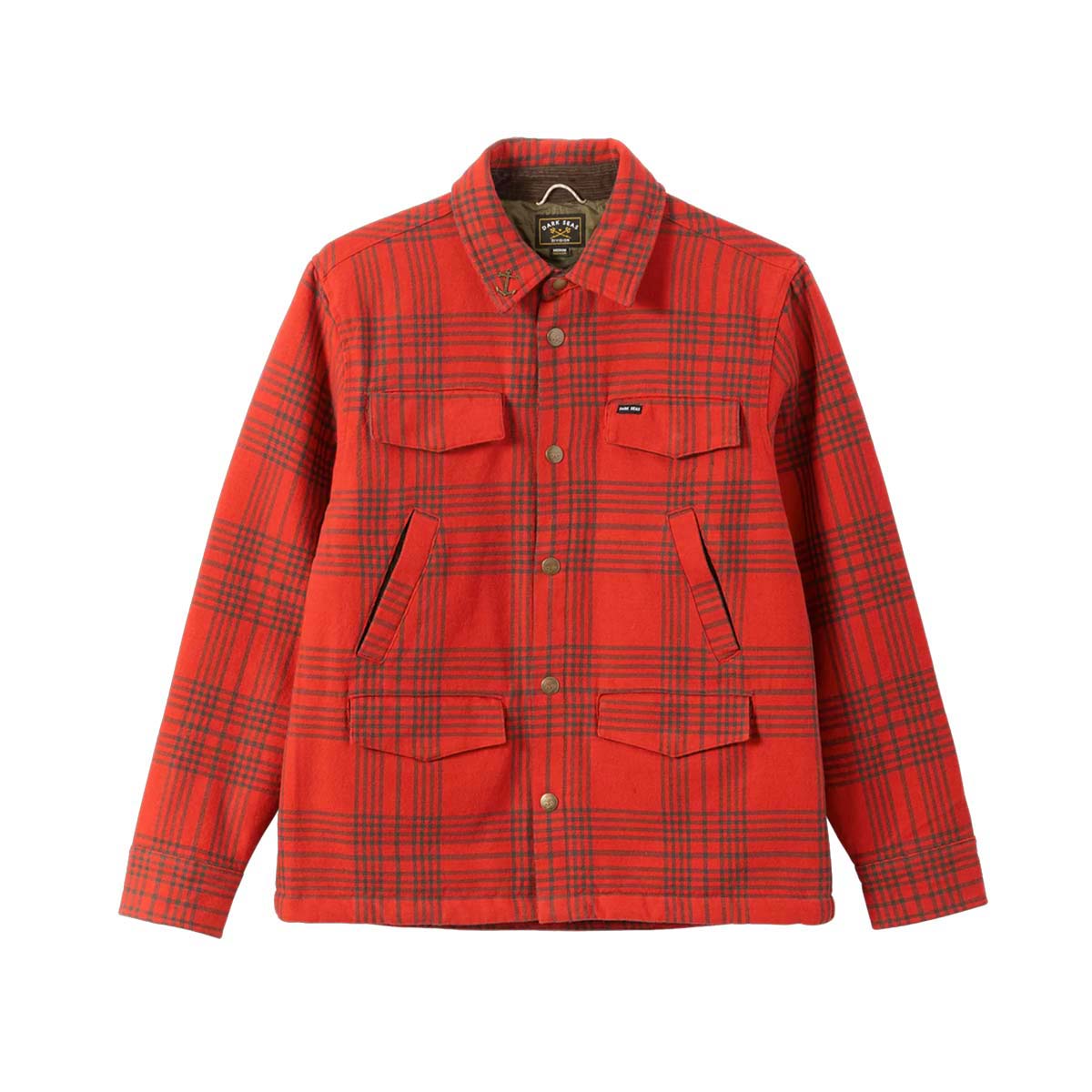 Flaneļa jaka ar oderi Dark Seas Zilker Woven Jacket – sarkana