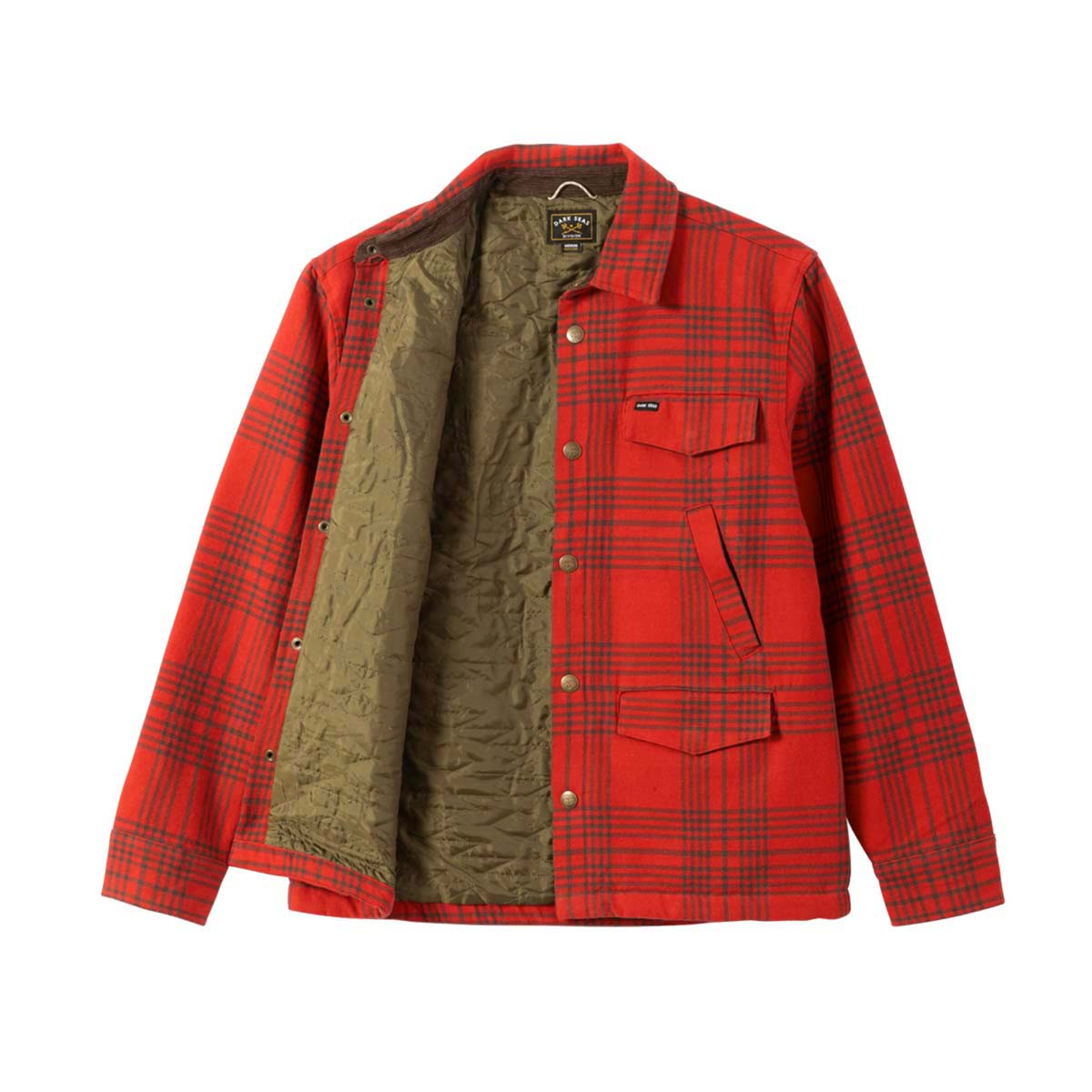 Flaneļa jaka ar oderi Dark Seas Zilker Woven Jacket – sarkana