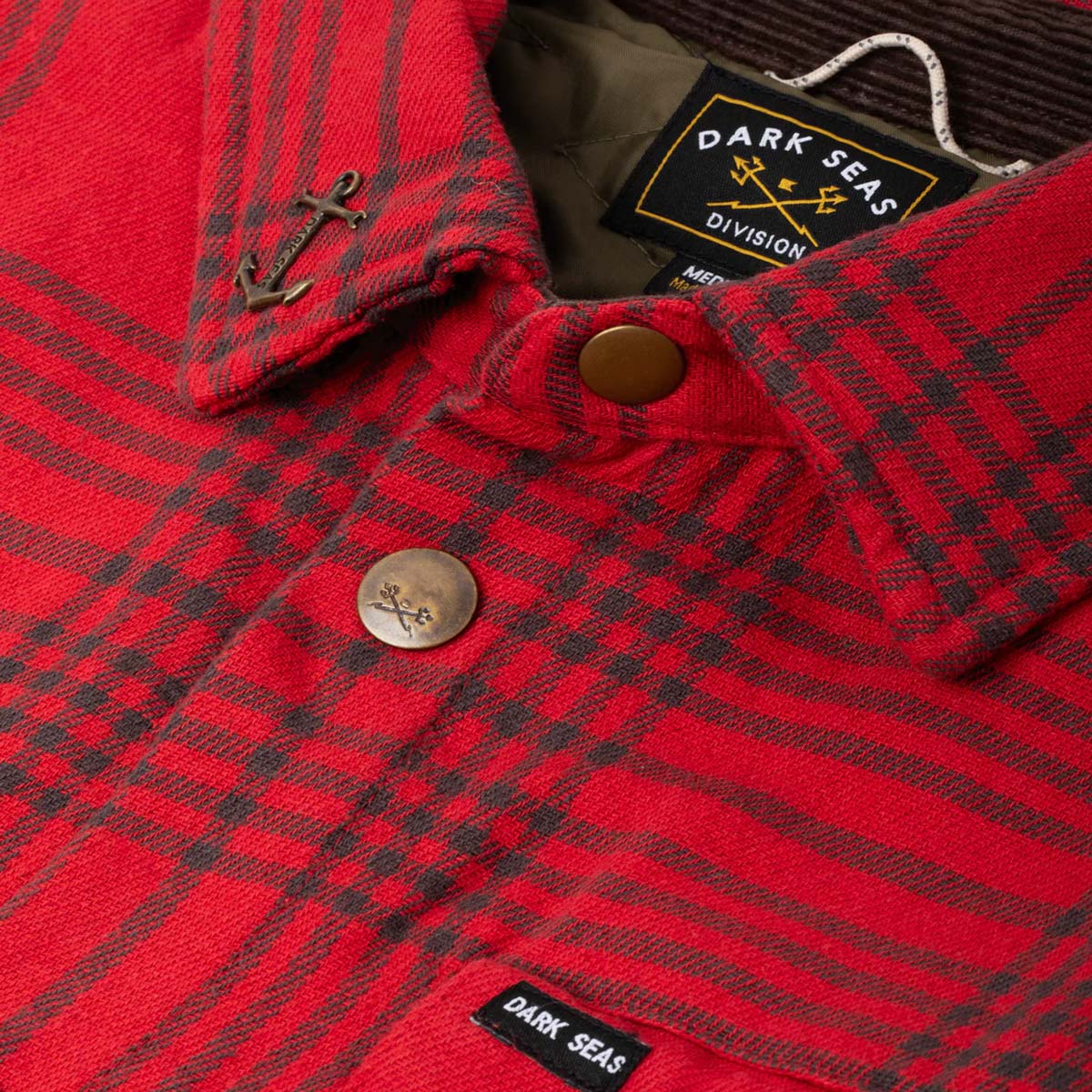 Flaneļa jaka ar oderi Dark Seas Zilker Woven Jacket – sarkana