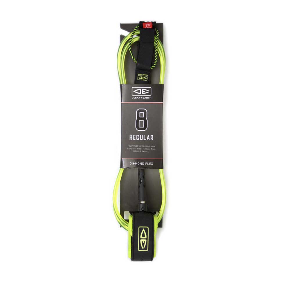 Ocean & Earth Regular 8ft Moulded Leash - Lime