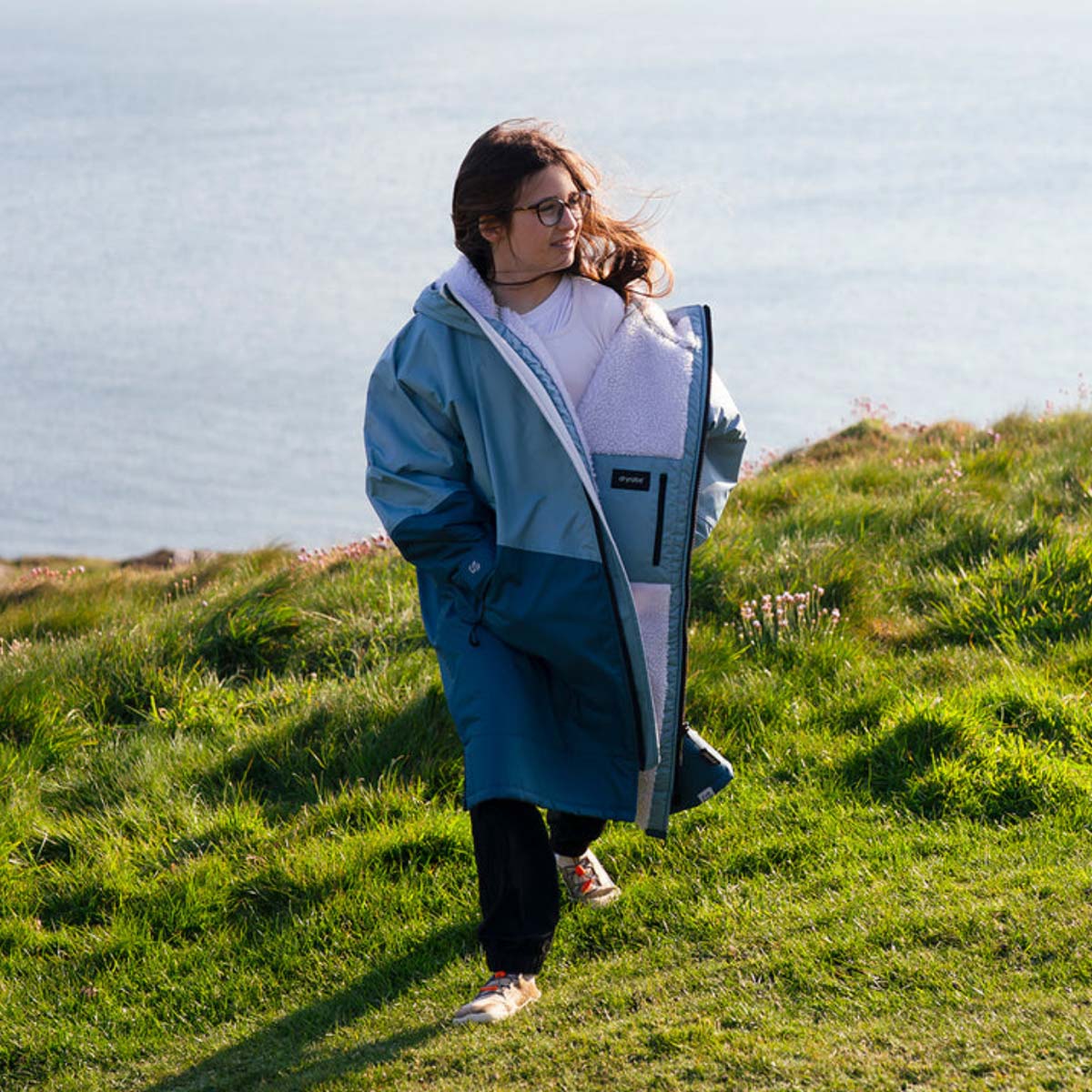 Bērnu pončo mētelis / jaka Dryrobe Advance Kids Changing Robe - Blue Light Grey