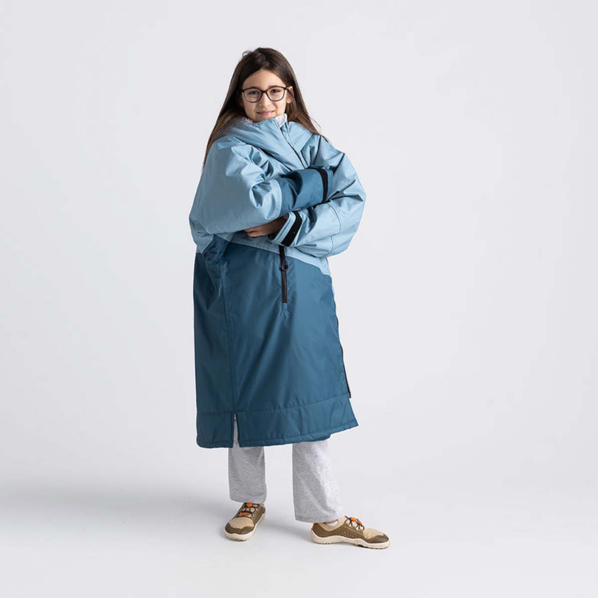 Bērnu pončo mētelis / jaka Dryrobe Advance Kids Changing Robe - Blue Light Grey