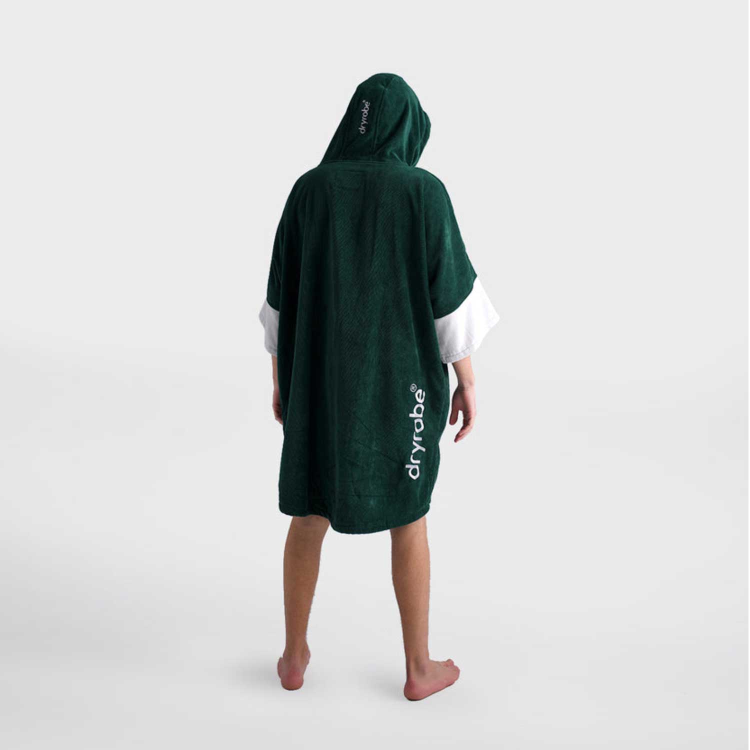 Pončo ar rāvējslēdzēju Dryrobe Full-Zip Organic Towel Changing Robe - Zaļš