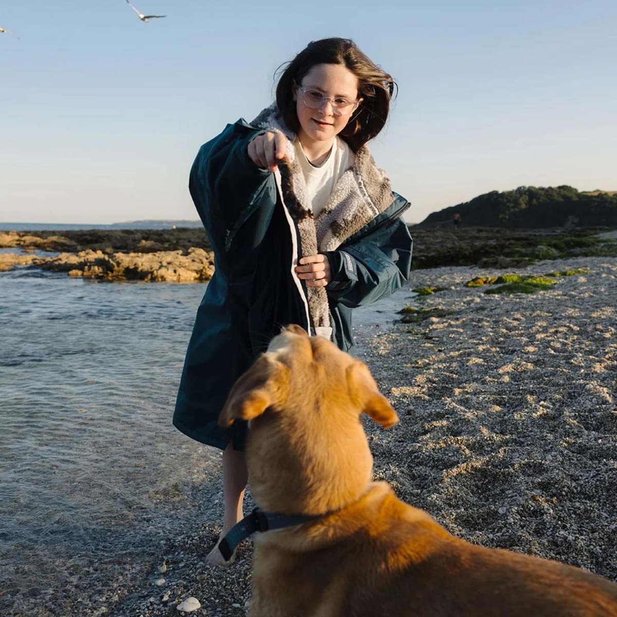 Bērnu pončo mētelis / jaka Dryrobe Advance Kids Changing Robe - Deep Sea Blue
