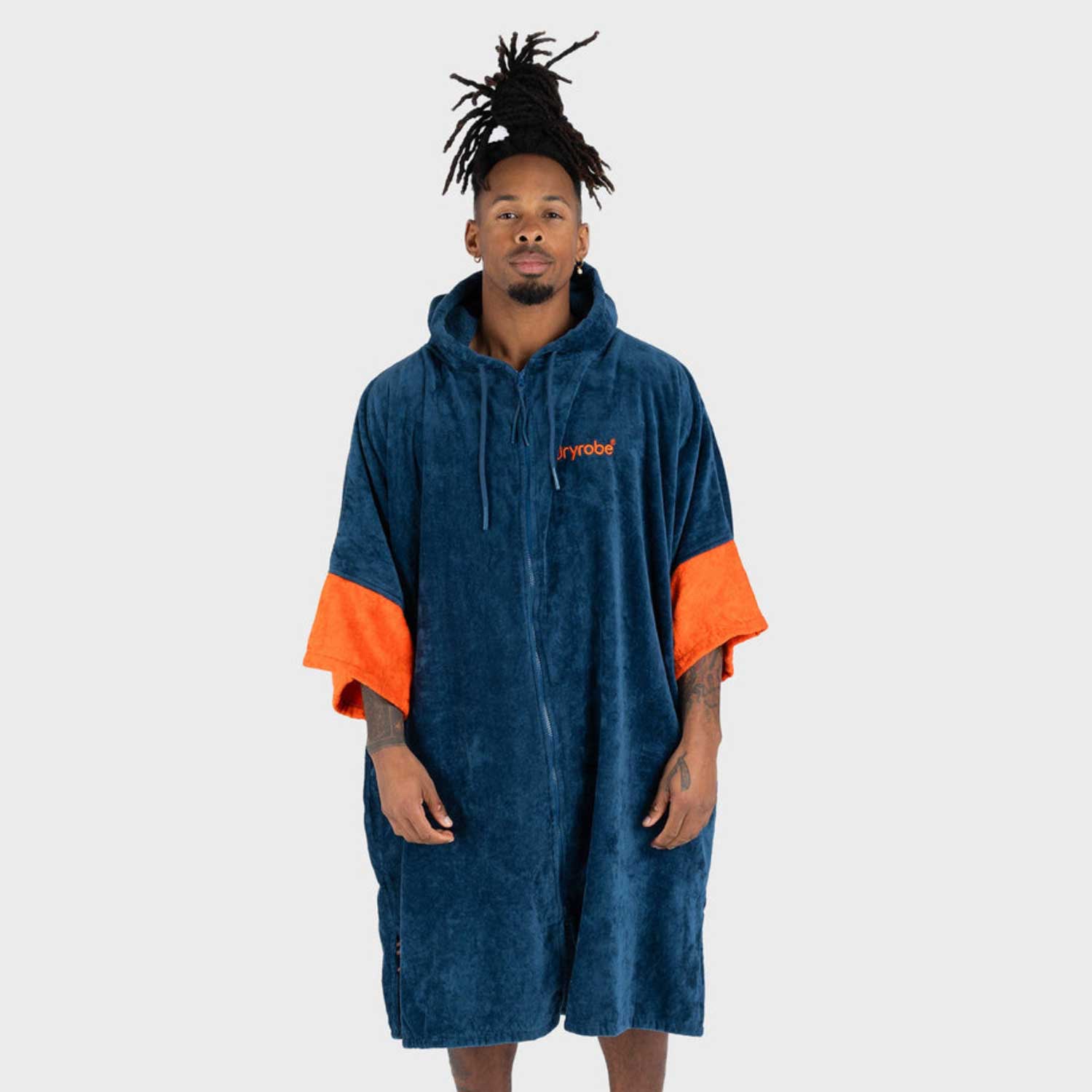 Pončo ar rāvējslēdzēju Dryrobe Full-Zip Organic Towel Changing Robe - Zils