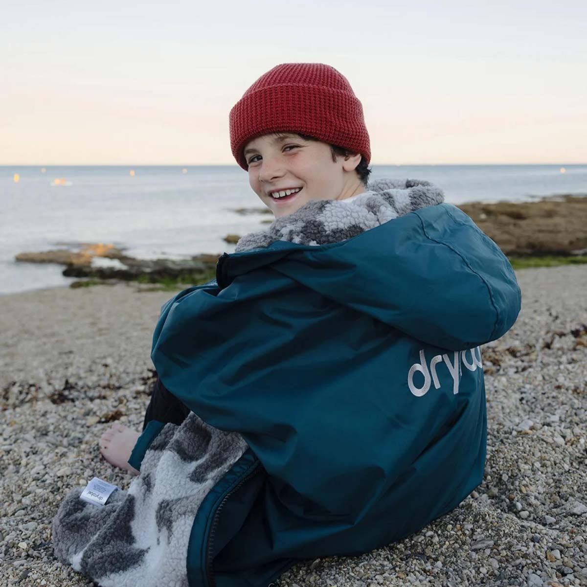 Bērnu pončo mētelis / jaka Dryrobe Advance Kids Changing Robe - Deep Sea Blue