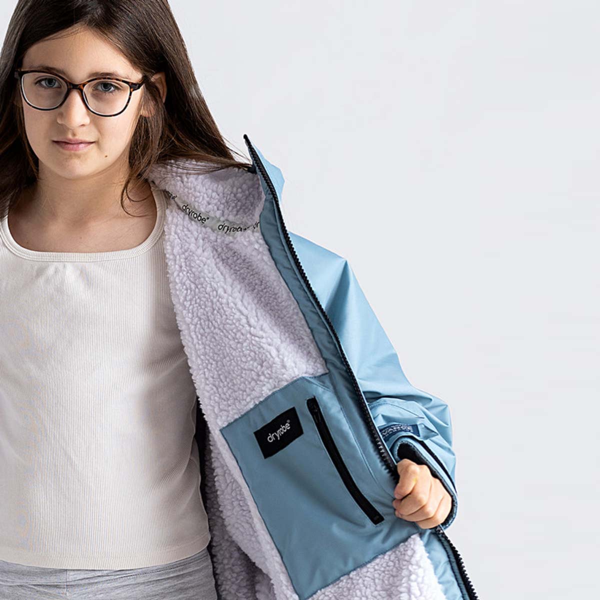 Bērnu pončo mētelis / jaka Dryrobe Advance Kids Changing Robe - Blue Light Grey