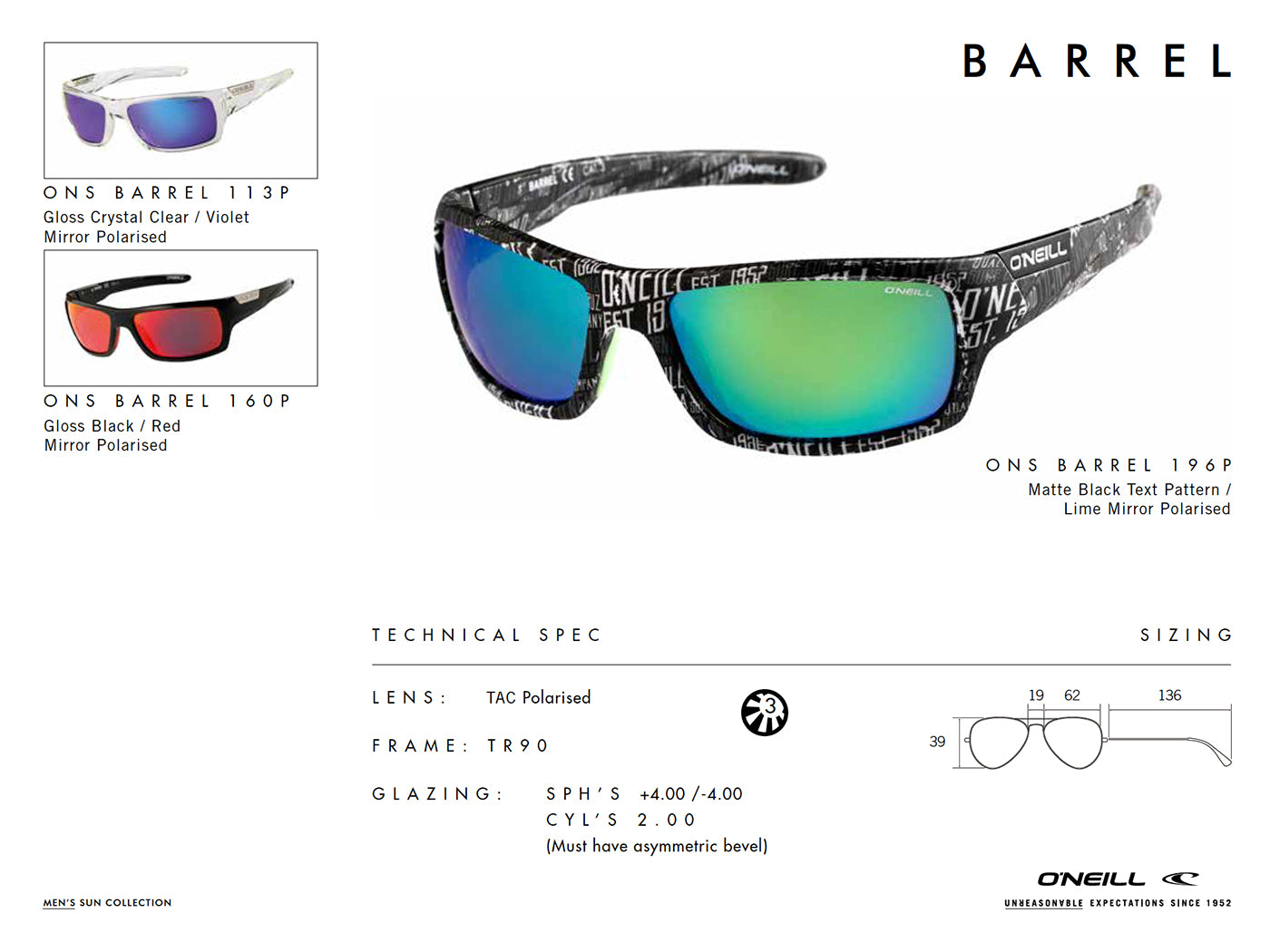O'Neill Barrel 2.0 Sunglasses – 104P Matt Black