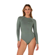 Peldkostīms sērfošanai Ocean & Earth Ladies Oceana L/S Back Zip – olīvju zaļš