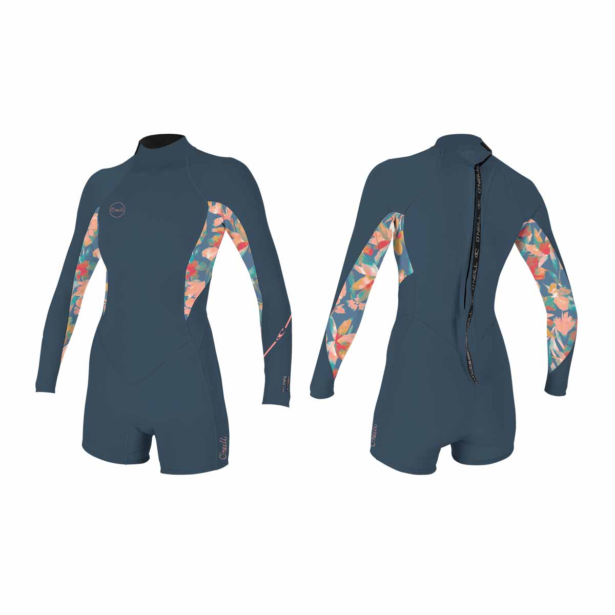 O'Neill Wms Bahia 2/1 Back Zip L/S Spring Wetsuit – Copenblu/Ptdtrpcs IL5