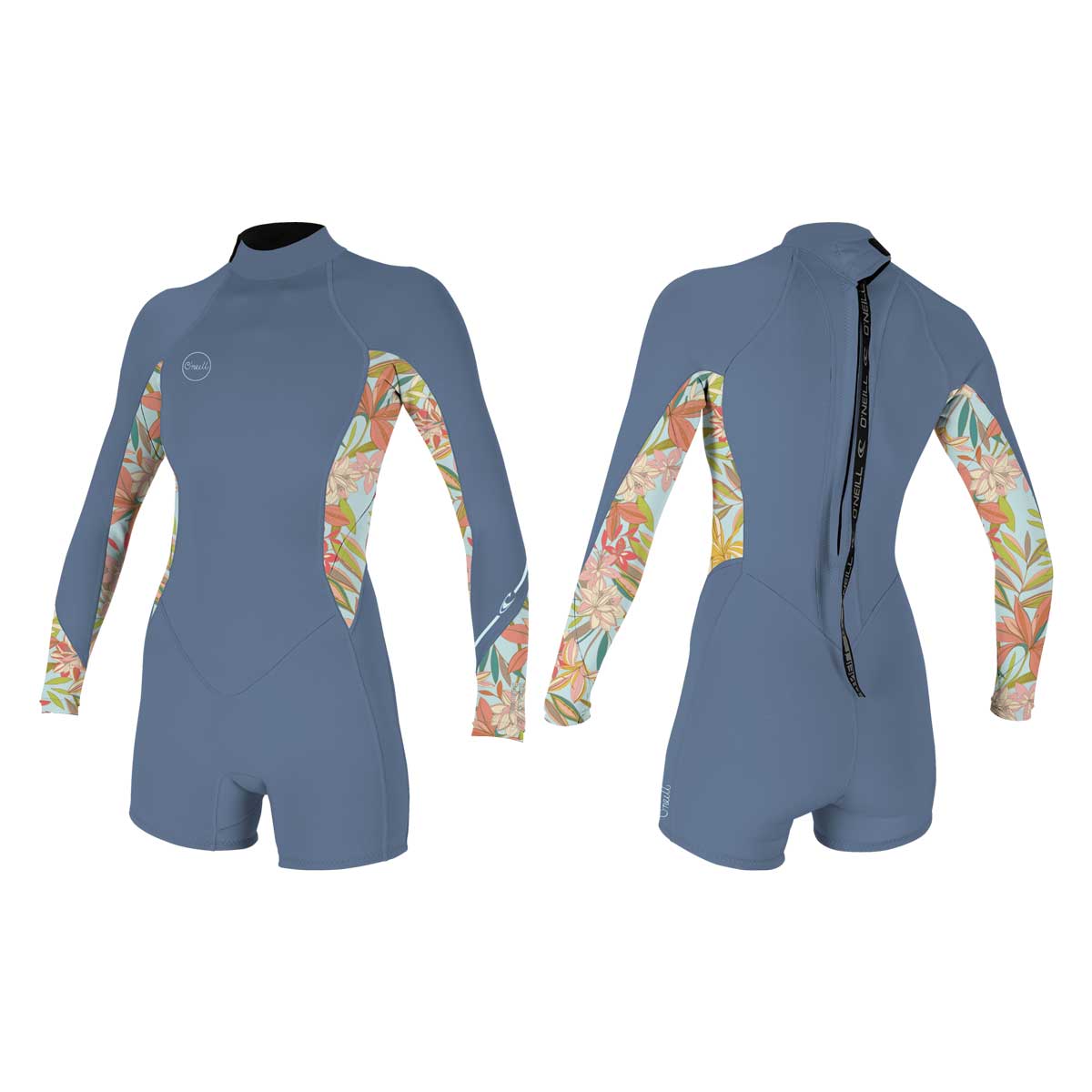 O'Neill Girls Bahia 2/1 Back Zip L/S Spring Wetsuit – Infinity/Dahlia IH3