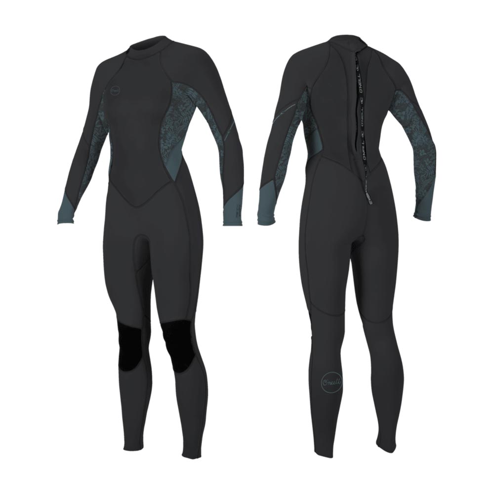 O'Neill Wms Bahia 3/2 Back Zip Full sieviešu hidrotērps – Ēnas pelēks ar rakstu IT1
