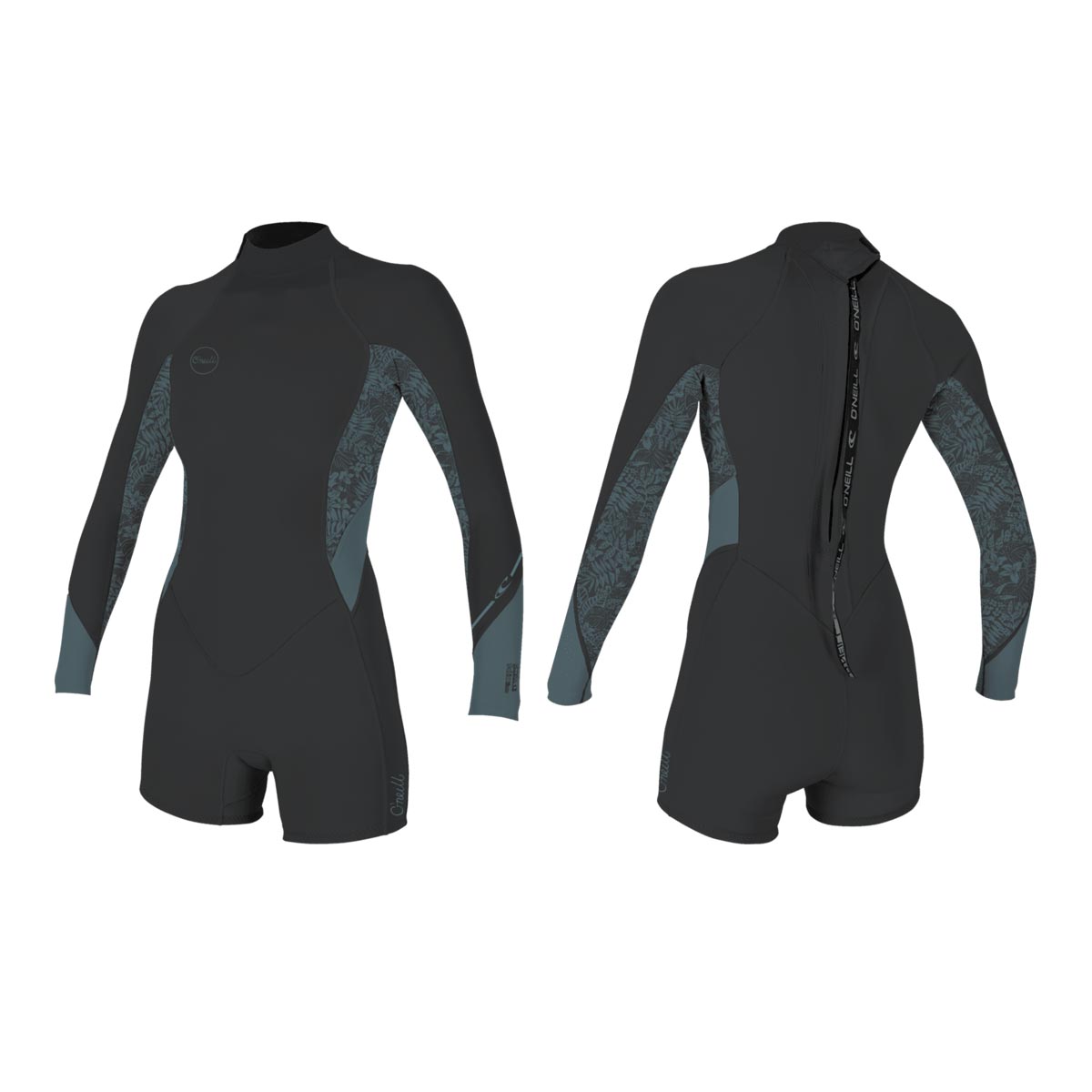 O'Neill Wms Bahia 2/1 Back Zip L/S Spring Wetsuit – Ēnas pelēks ar rakstu IT1