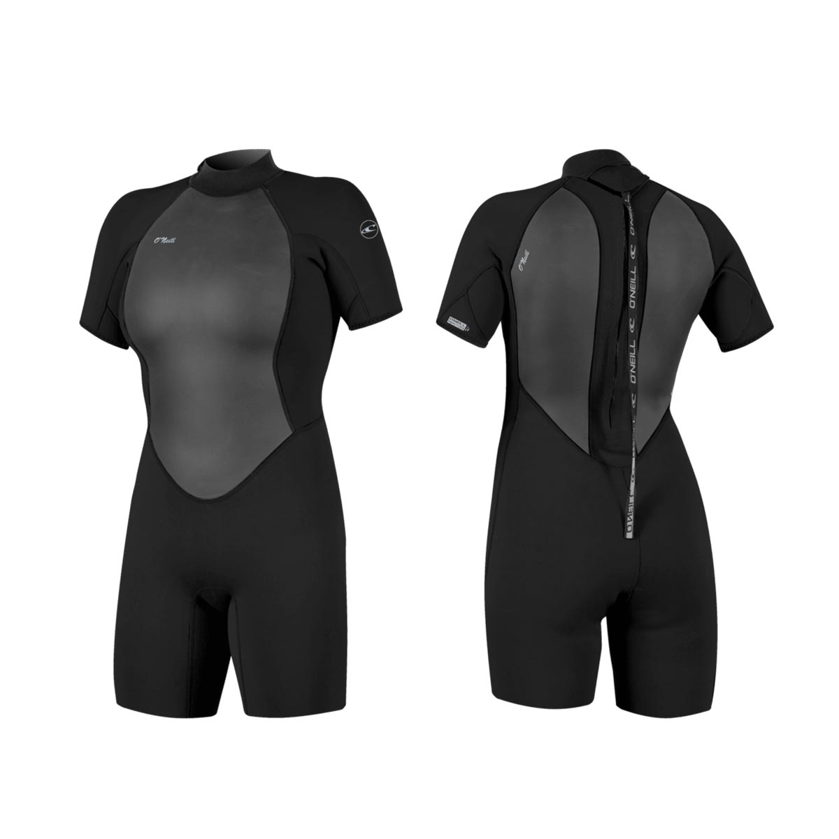 Sieviešu O'Neill Wms Reactor-2 2mm Back Zip S/S Spring īsais hidrotērps – Melns A00
