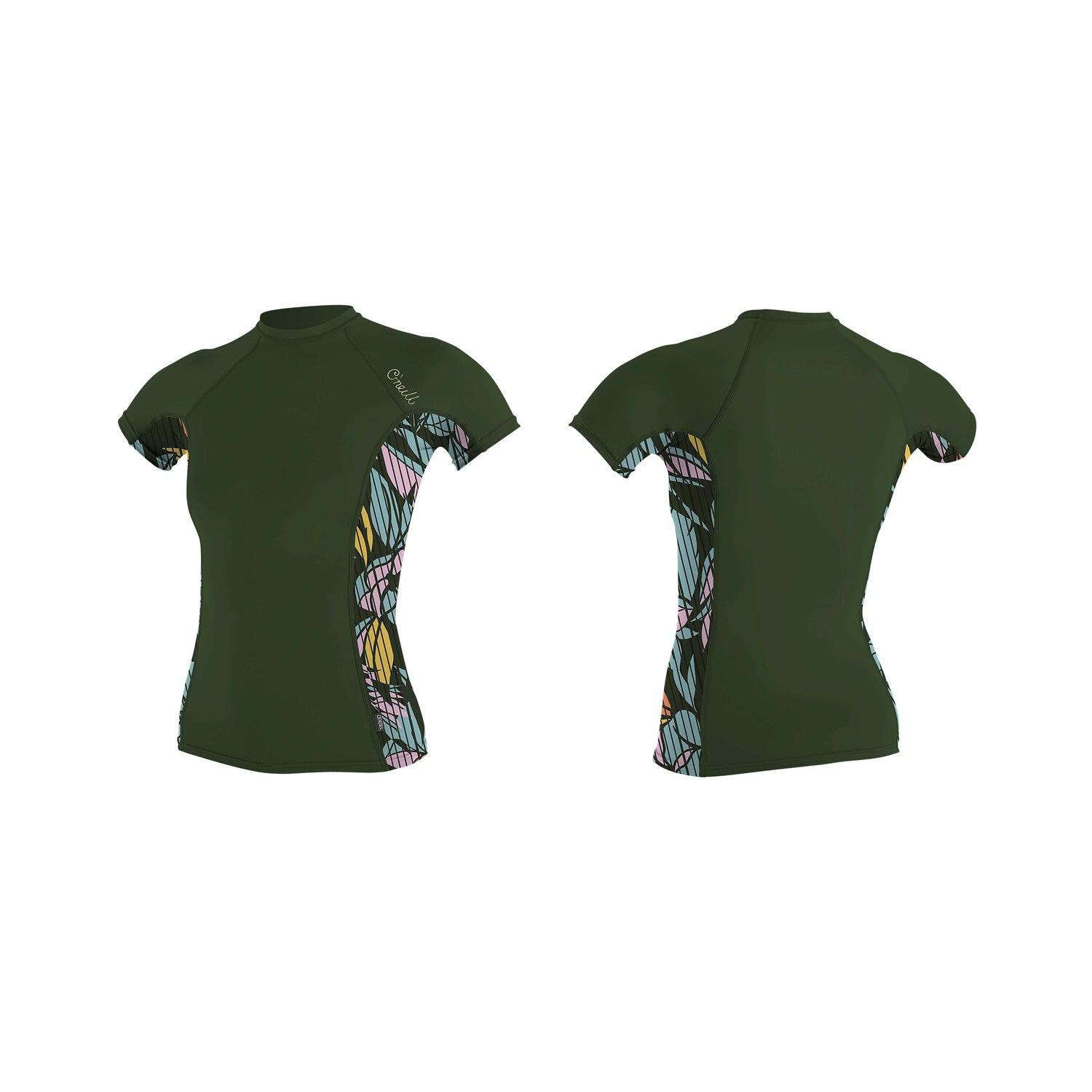 O'Neill WMS Side Print SS Crew Rash Guard – Olive