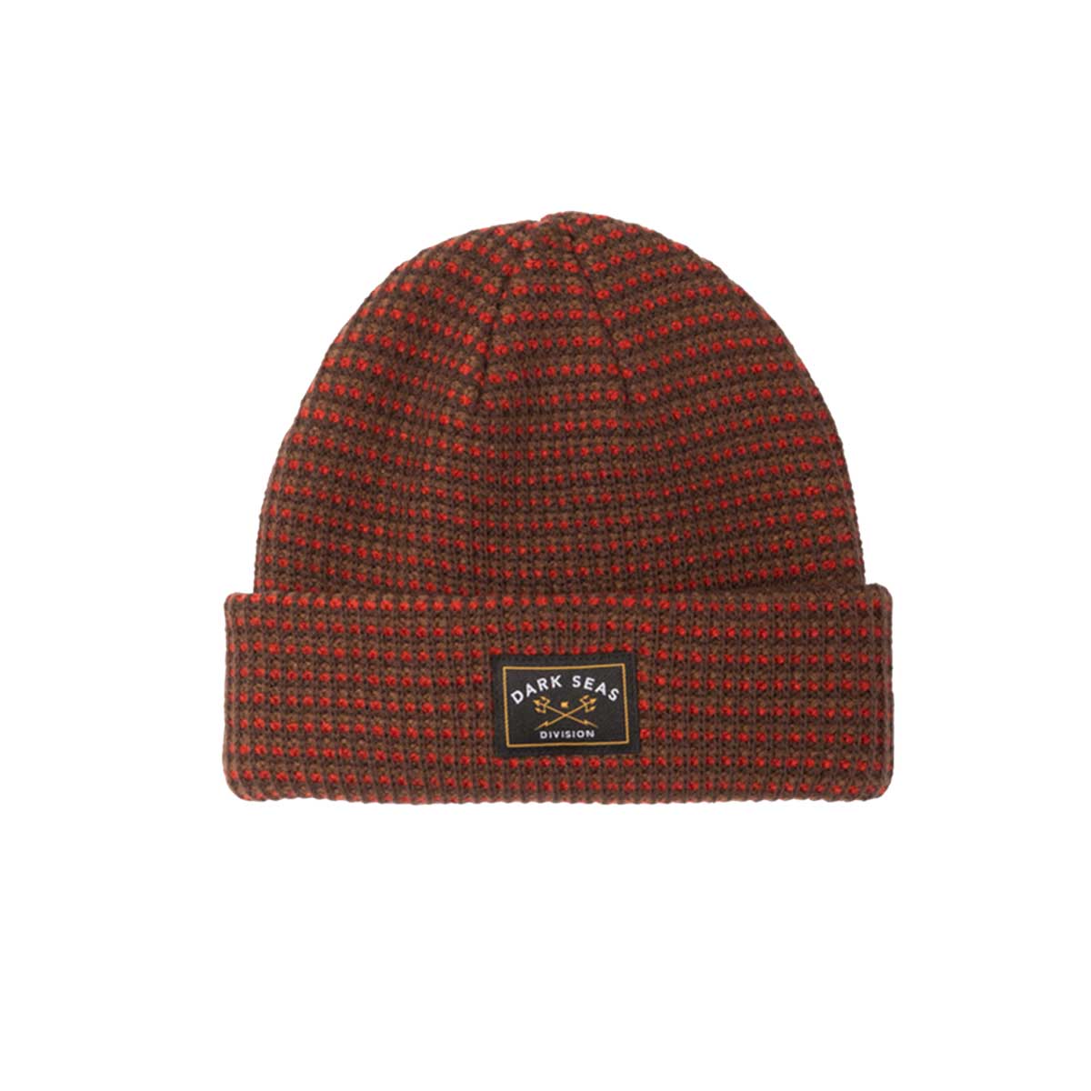 Vilnas cepure Dark Seas Bateman Beanie – brūna ar sarkanu