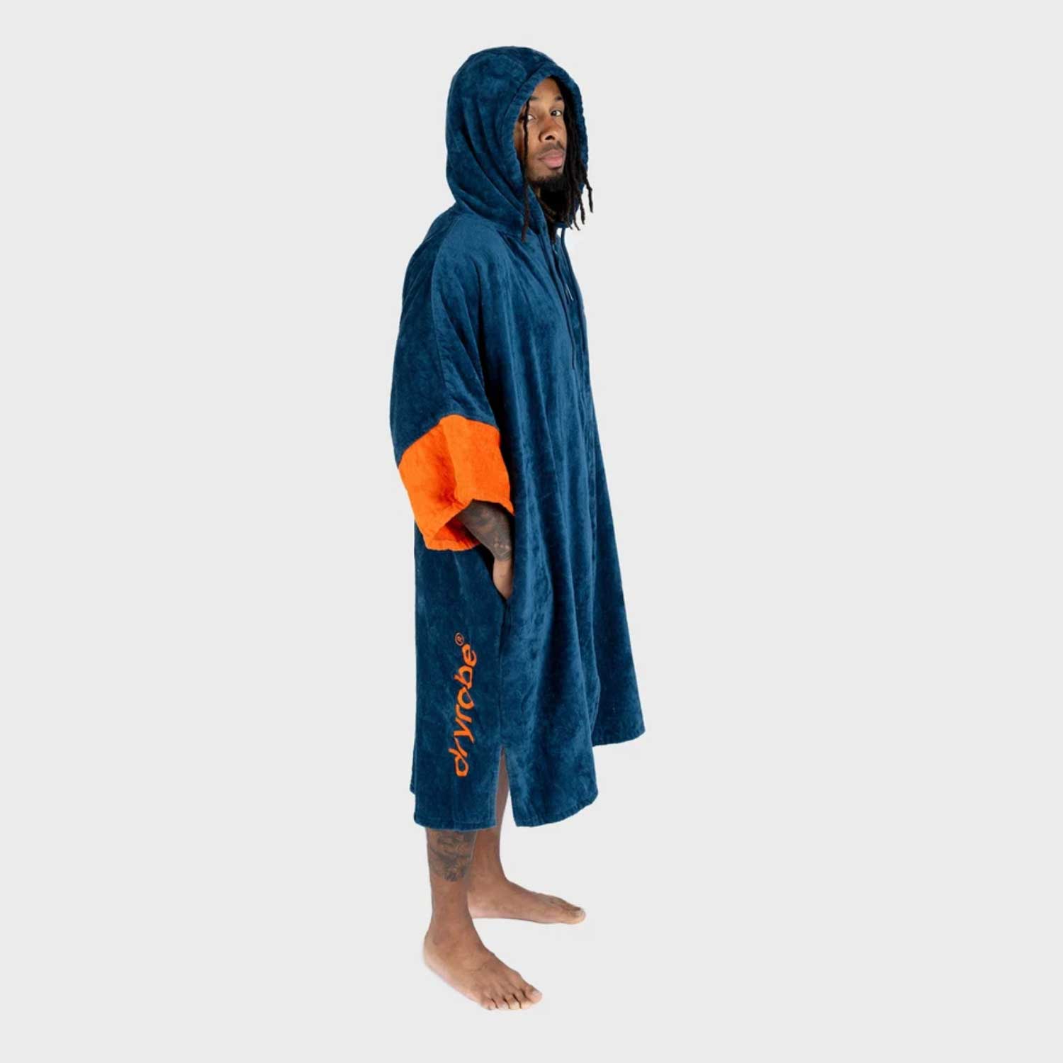 Pončo ar rāvējslēdzēju Dryrobe Full-Zip Organic Towel Changing Robe - Zils