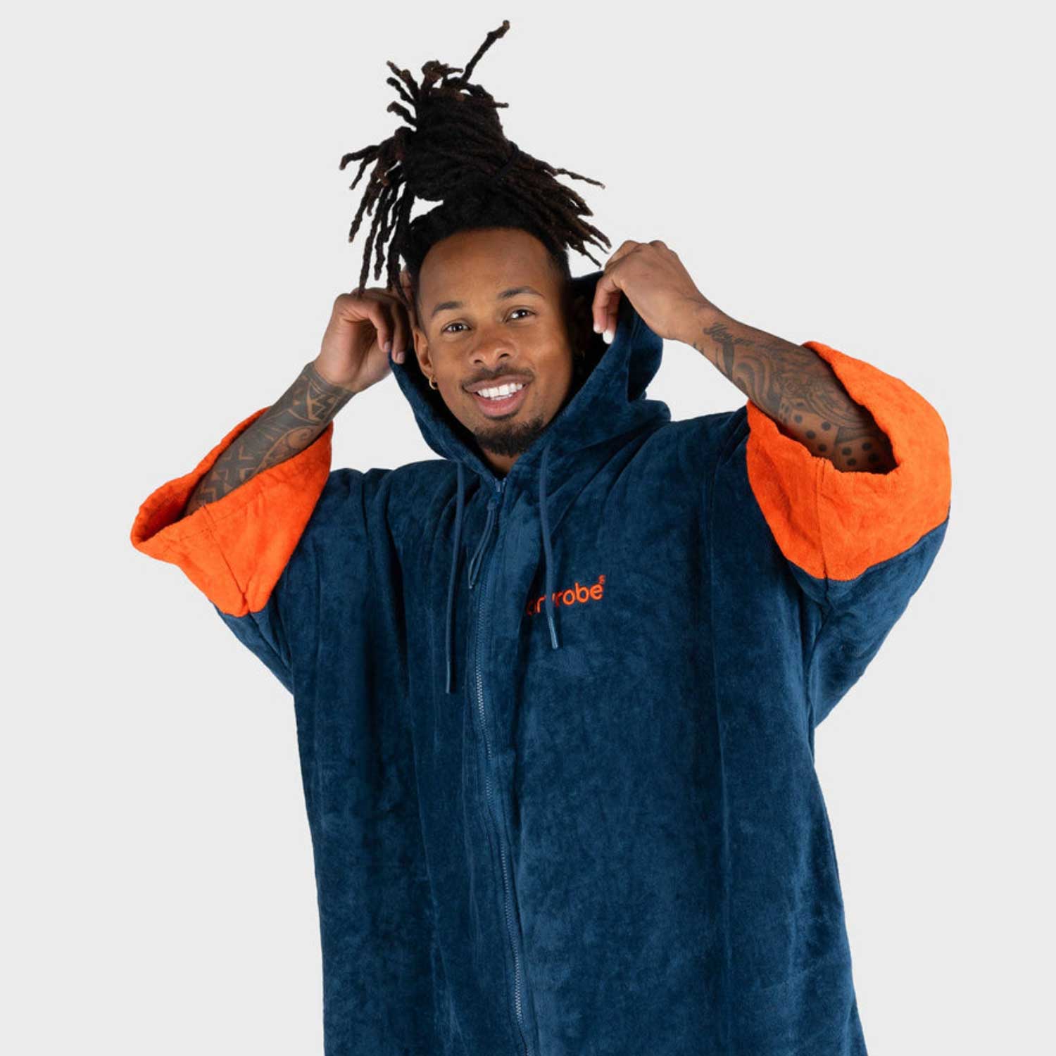 Pončo ar rāvējslēdzēju Dryrobe Full-Zip Organic Towel Changing Robe - Zils