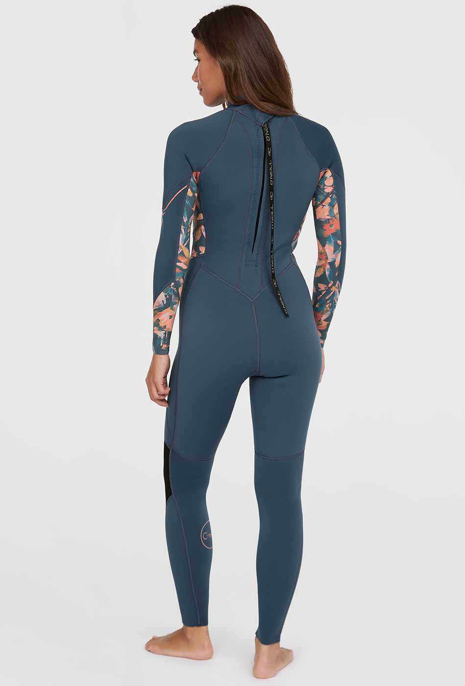 O'Neill Wms Bahia 3/2 Back Zip Full Wetsuit – Copenblu/Ptdtrpcs IM6