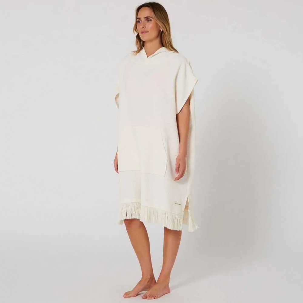 Ocean & Earth Ladies Waffle Hooded Poncho – Off White