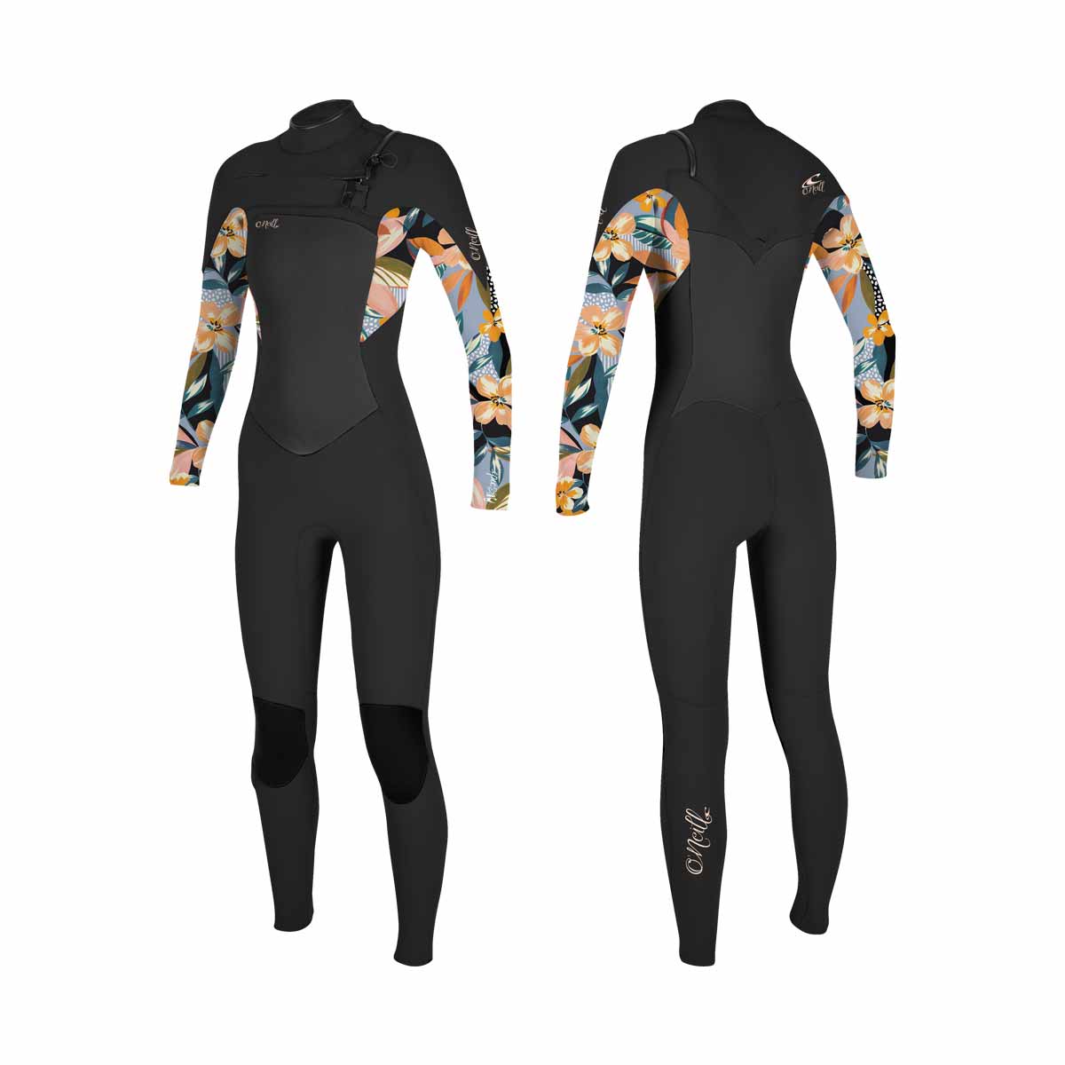 O'Neill Girls Epic 4/3 Chest Zip Full Wetsuit – Demi Floral HW6