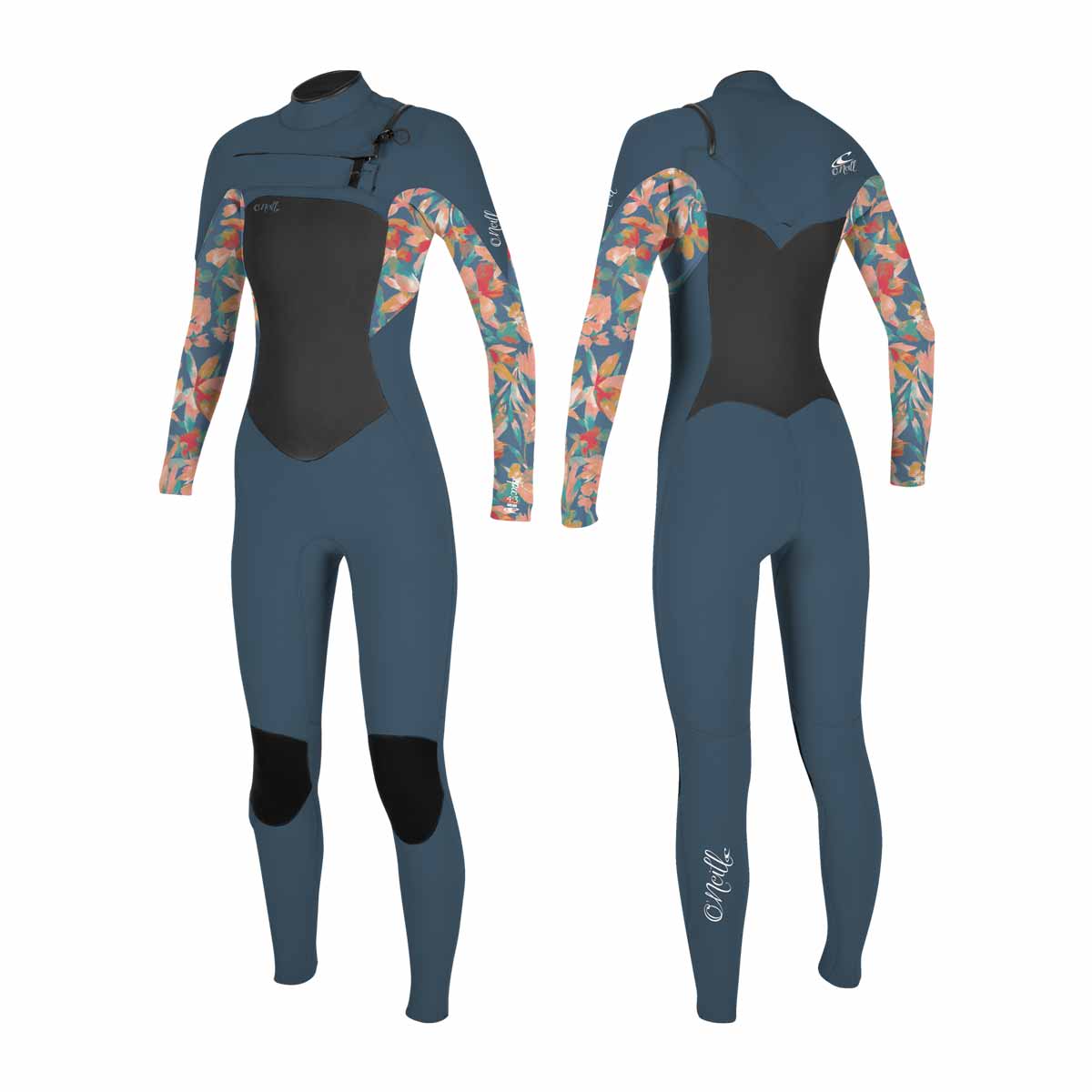 O'Neill Girls Epic 4/3 Chest Zip Full Wetsuit – Copenblue/PaintedTropics IL4