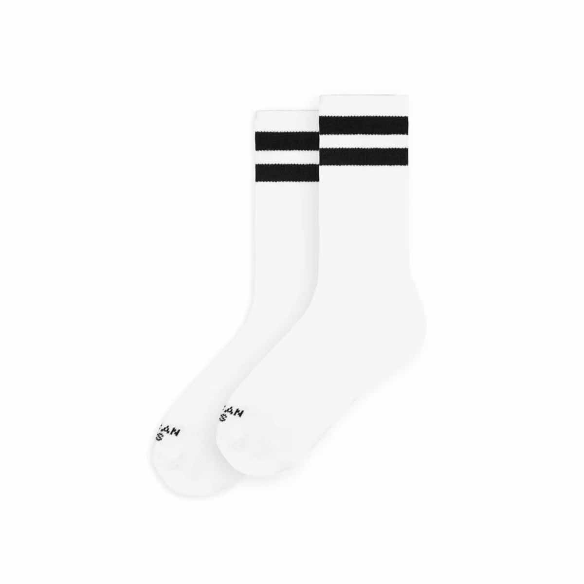 Pusgarās zeķes American Socks Mid High Old School – baltas ar melnu