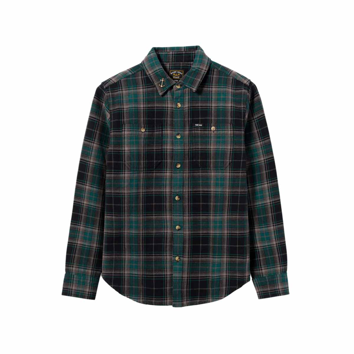 Dark Seas Selway Woven Flannel Shirt – Black