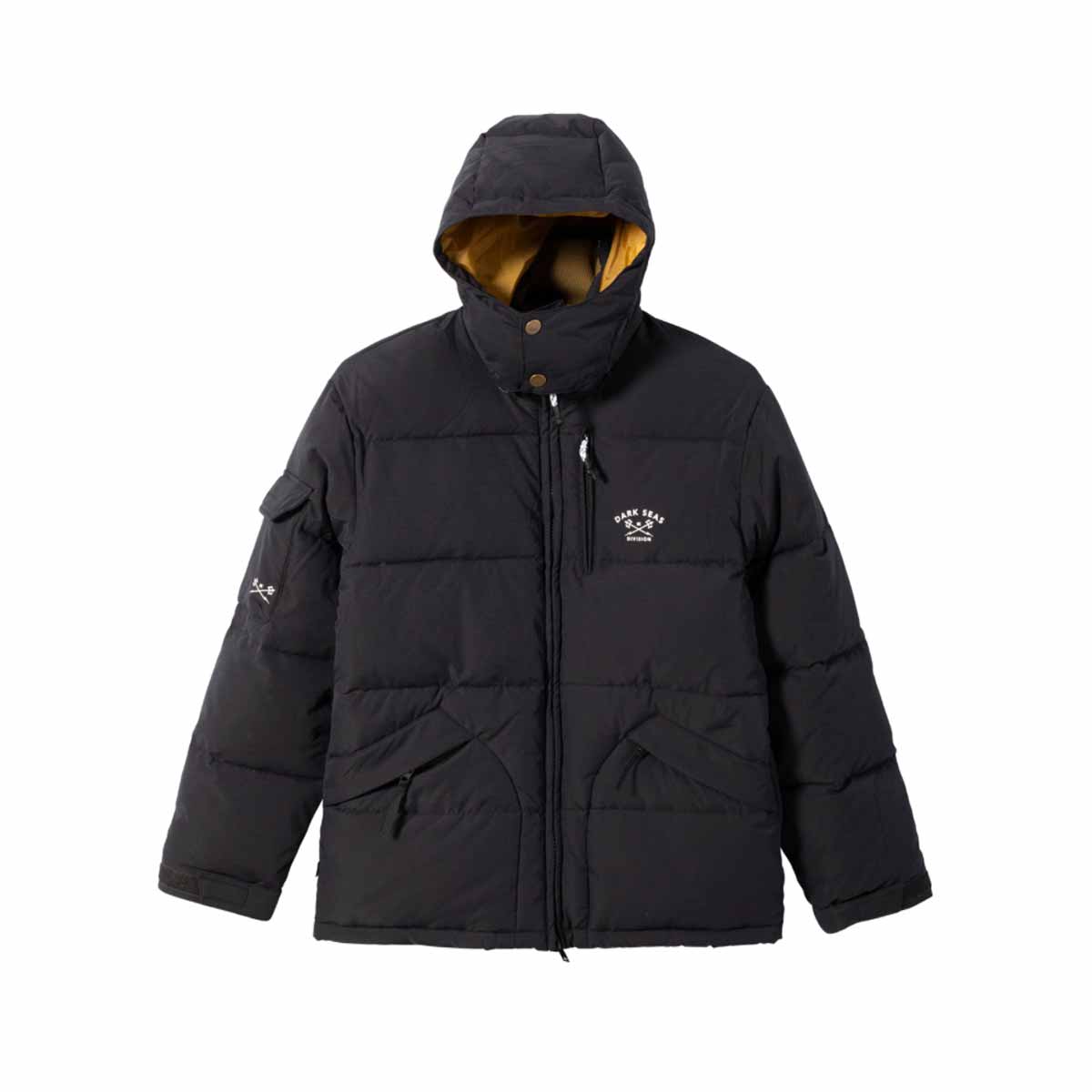 Puffer jaka ar noņemamu kapuci Dark Seas Thule Jacket – melna