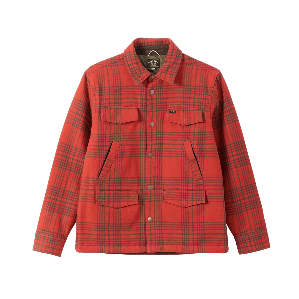 Flaneļa jaka ar oderi Dark Seas Zilker Woven Jacket – sarkana