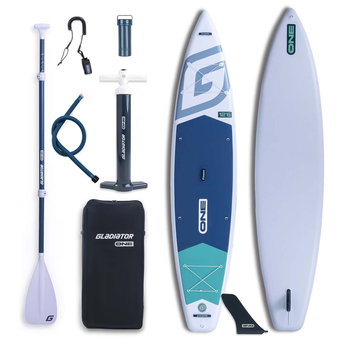 Gladiator One 12.6 piepūšamais SUP dēlis, balts – 300 L
