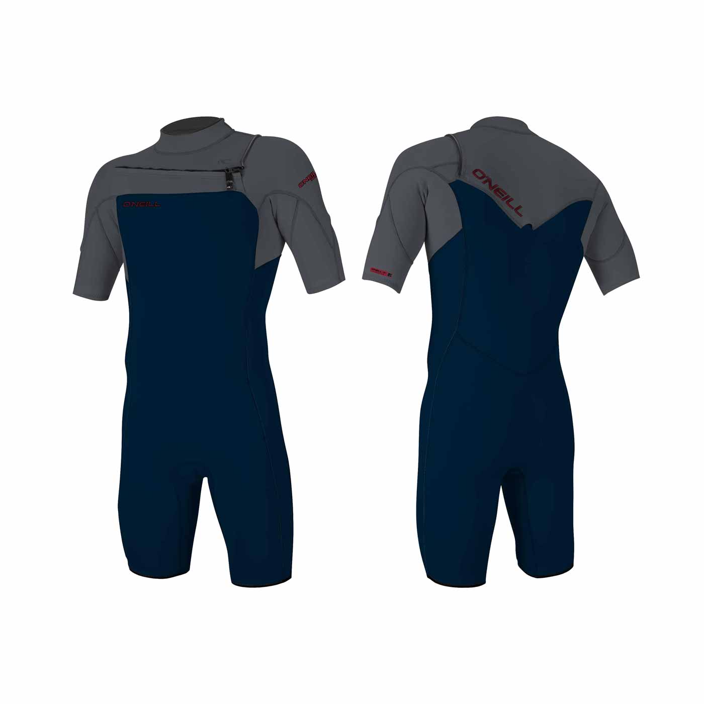 Īsais hidrotērps O'Neill Hammer 2mm Chest Zip S/S Spring – tumši zils ar pelēku IL2