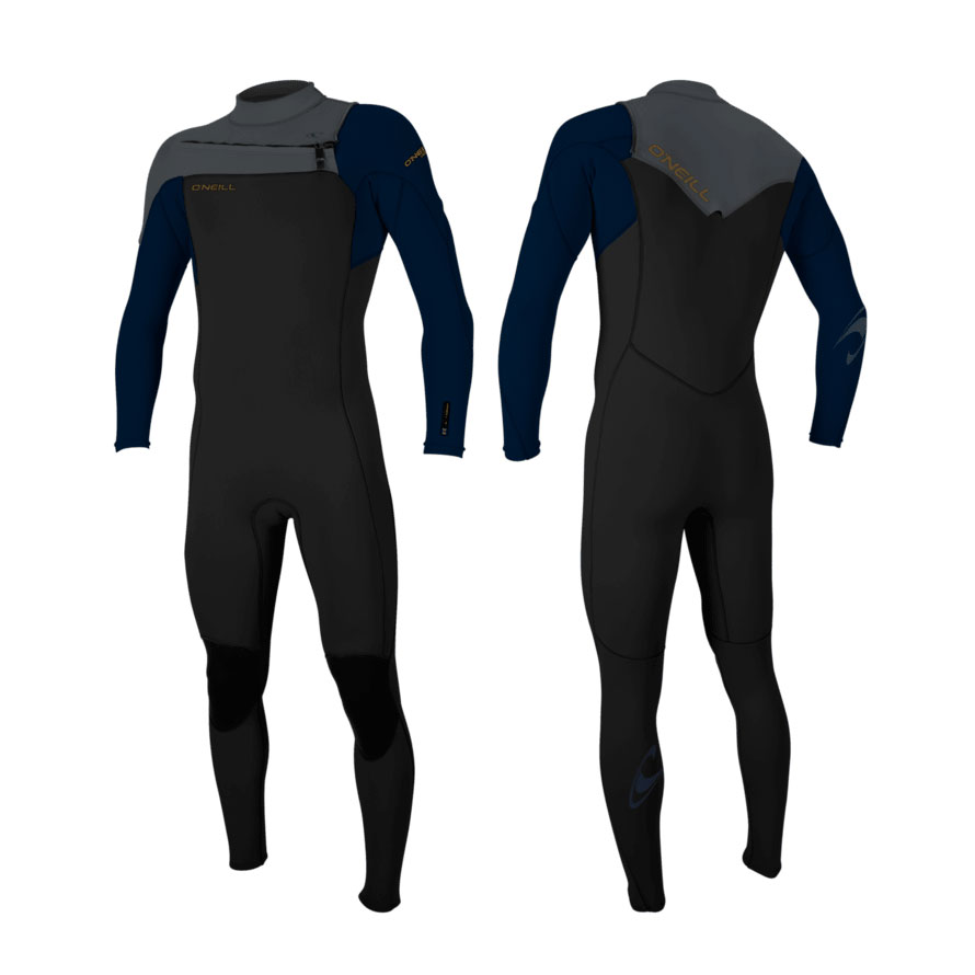 O'Neill Hammer 3/2 mm Chest Zip Full Wetsuit – Black/Abyss/Graphite IS5