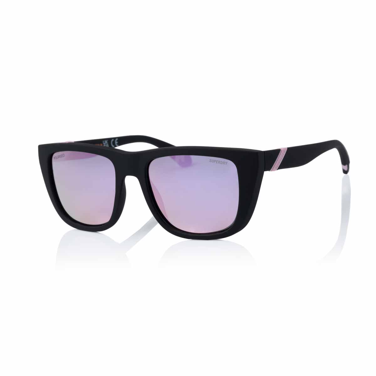 Saulesbrilles Superdry SDS 5010 – 104P Matte black / Pink Pink mirror