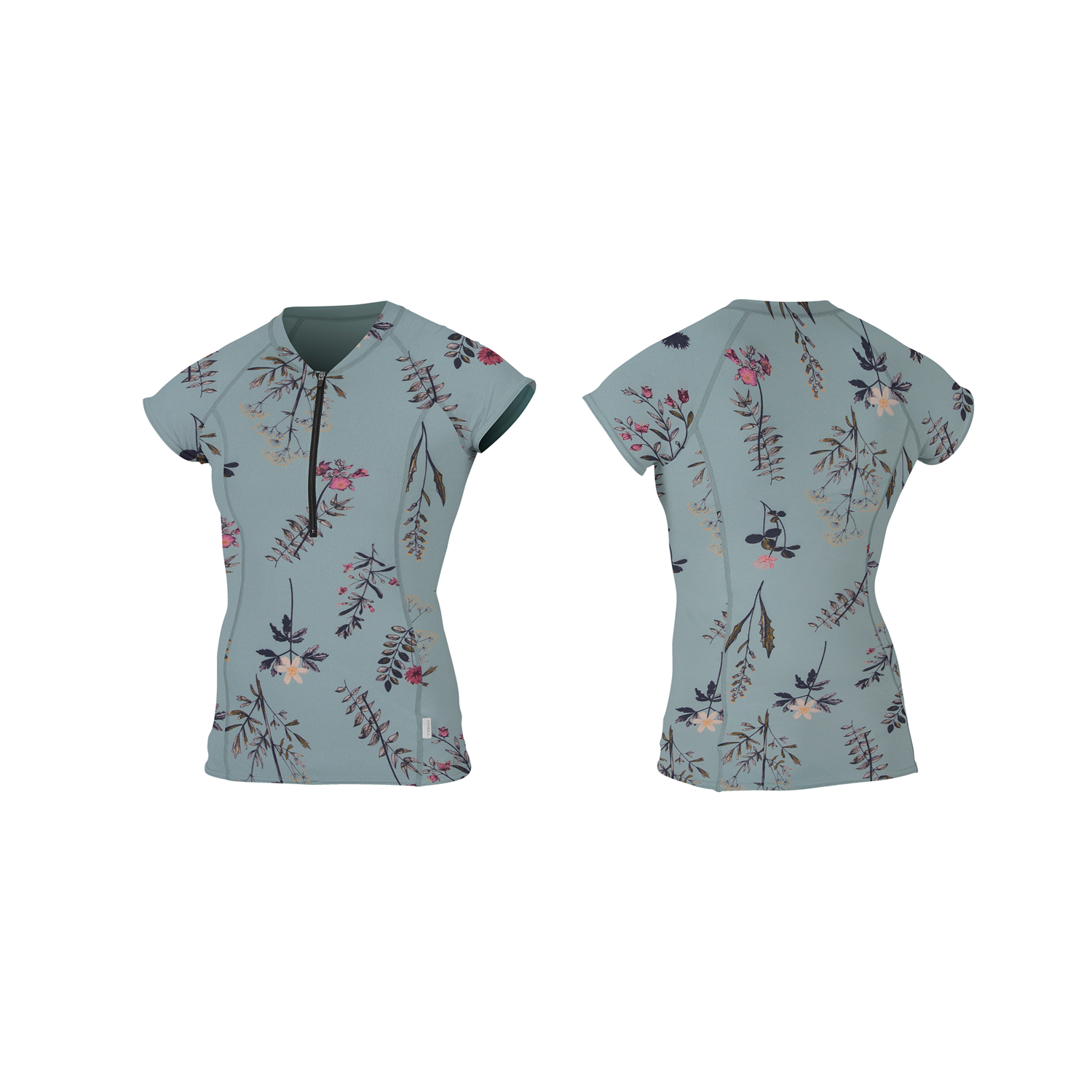 O'Neill WMS Front-Zip Cap Sleeve Sun Shirt likras krekls – puķains