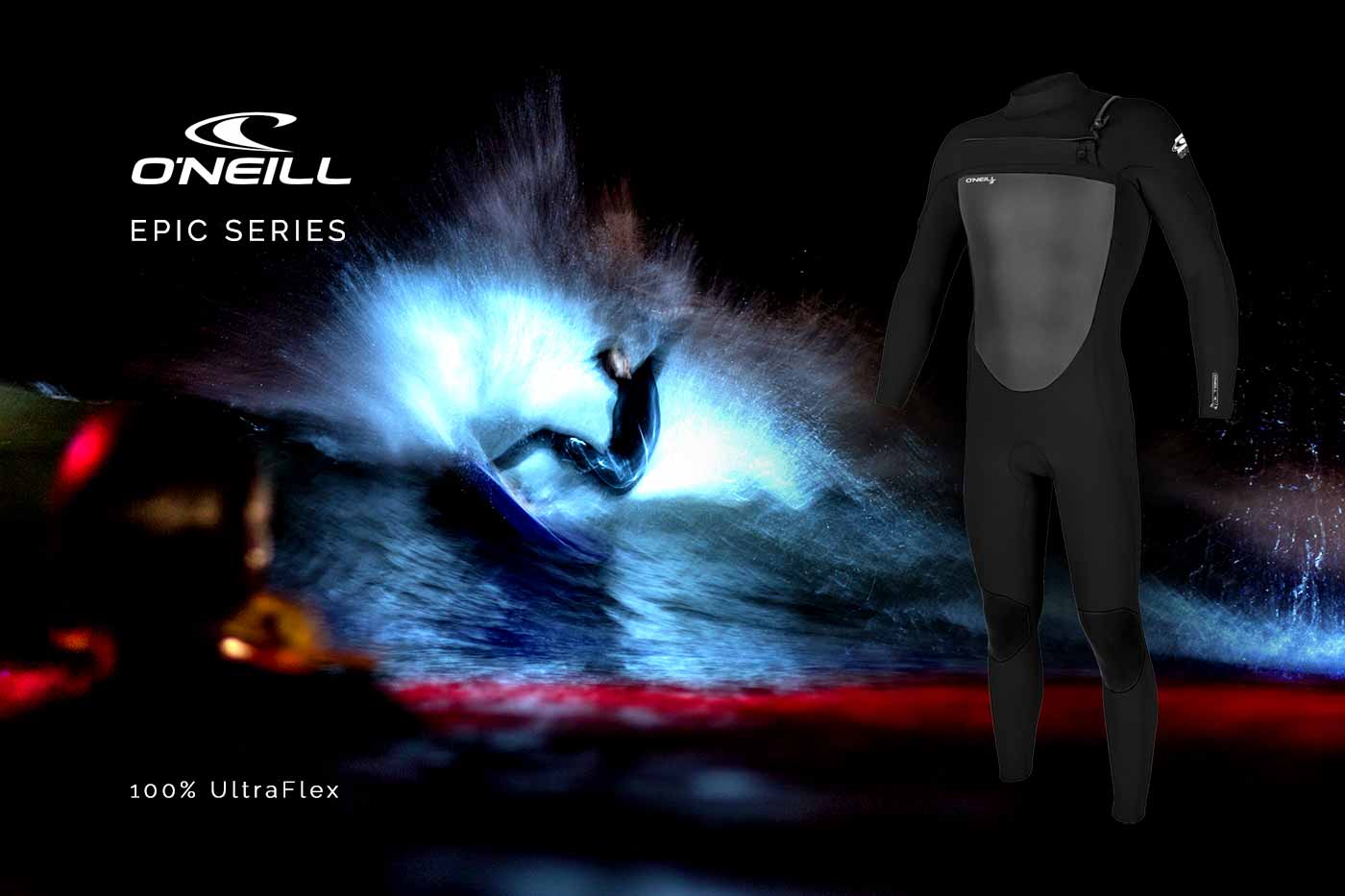 O'Neill Epic 4/3 mm Chest Zip Fullwetsuit series now with Chest Zip closure